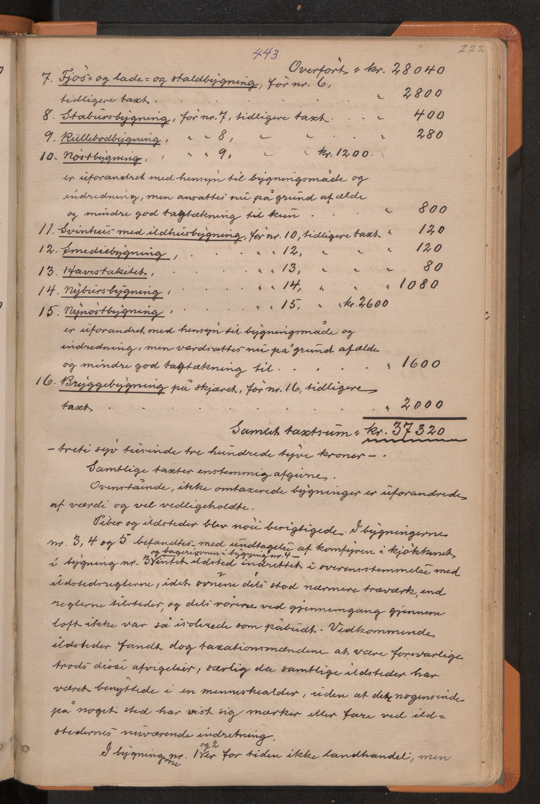 Norges Brannkasse Nesna, AV/SAT-A-5575/Fa/L0002: Branntakstprotokoll, 1877-1927, p. 222a