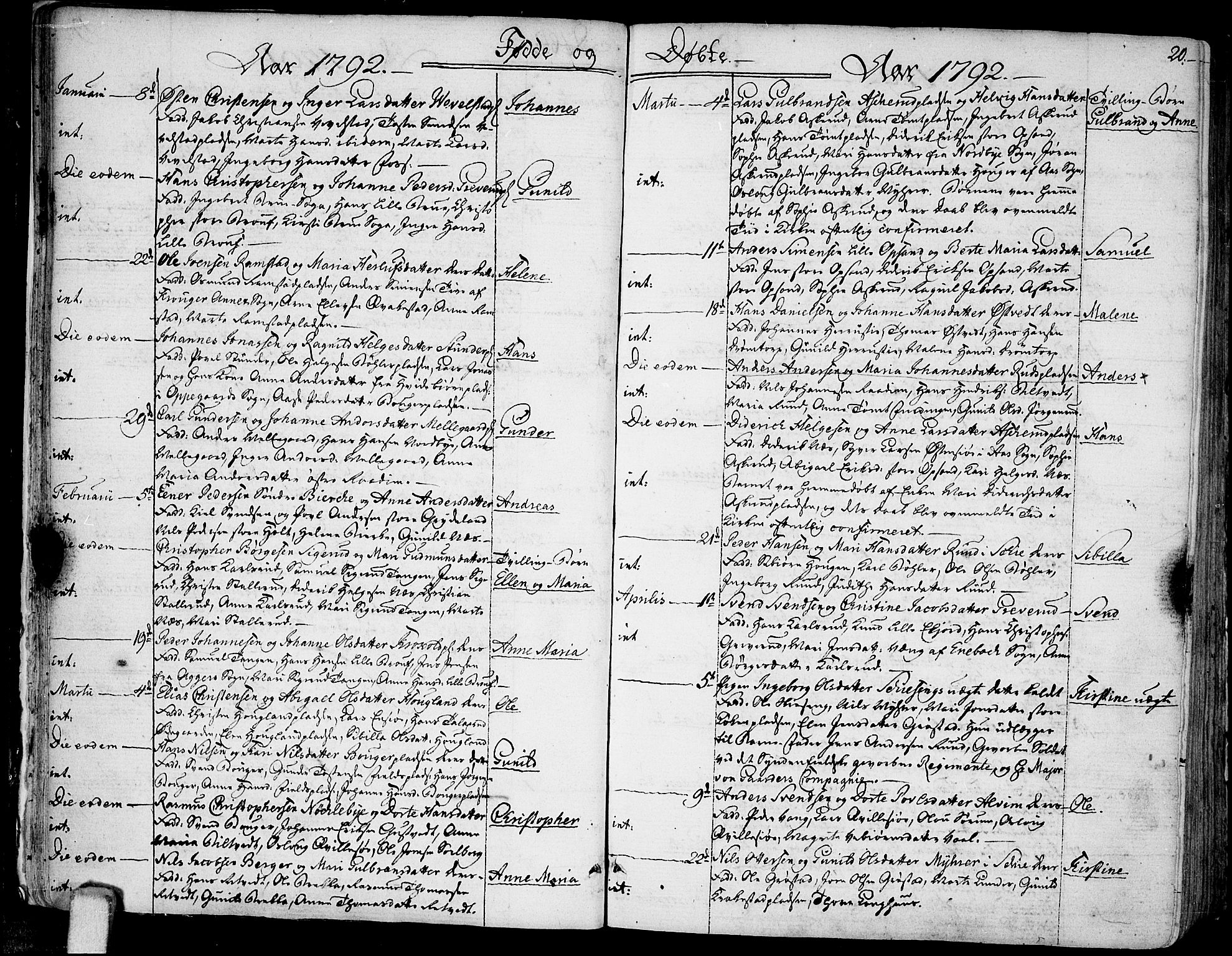 Kråkstad prestekontor Kirkebøker, SAO/A-10125a/F/Fa/L0002: Parish register (official) no. I 2, 1786-1814, p. 20