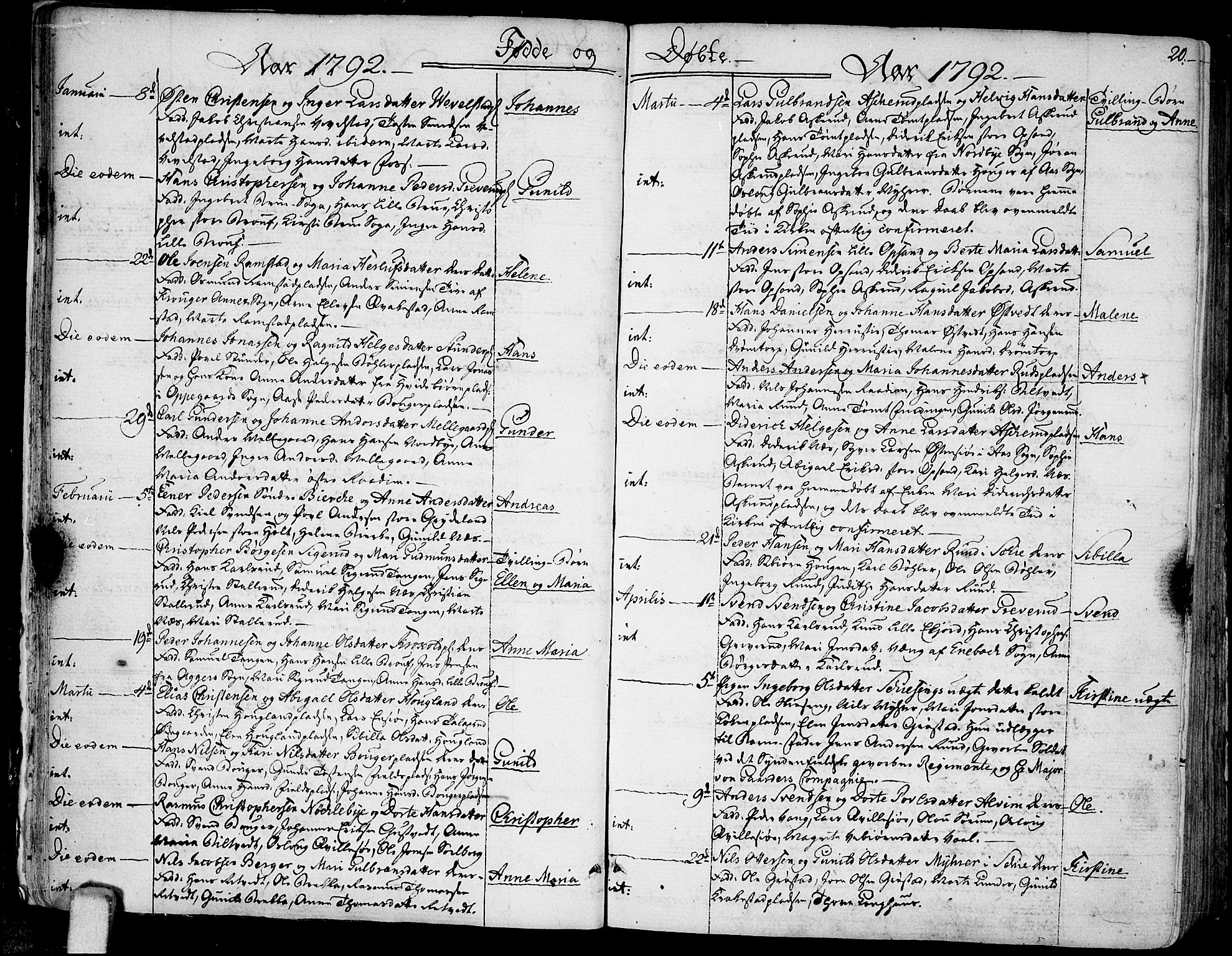 Kråkstad prestekontor Kirkebøker, AV/SAO-A-10125a/F/Fa/L0002: Parish register (official) no. I 2, 1786-1814, p. 20