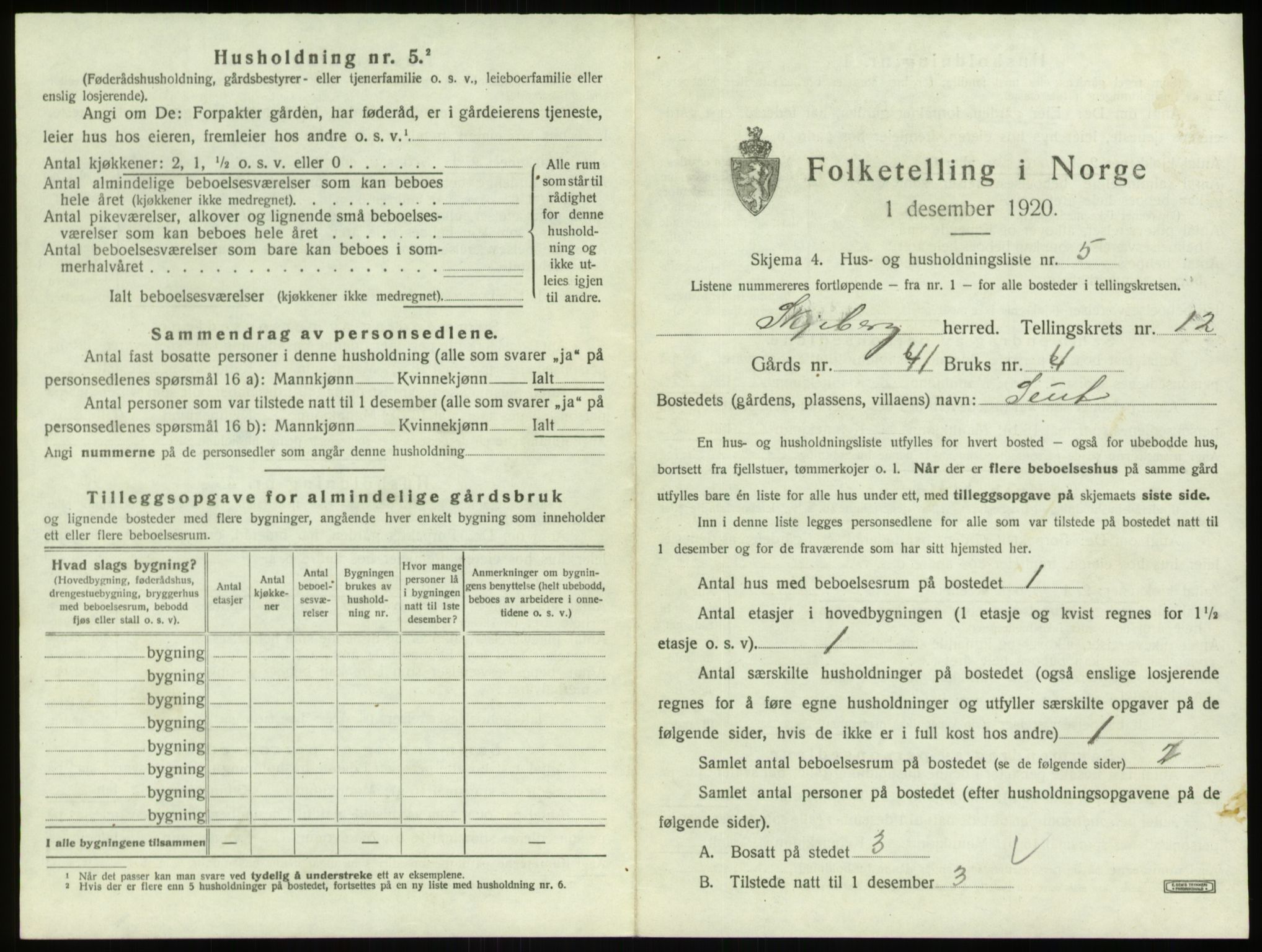 SAO, 1920 census for Skjeberg, 1920, p. 1558