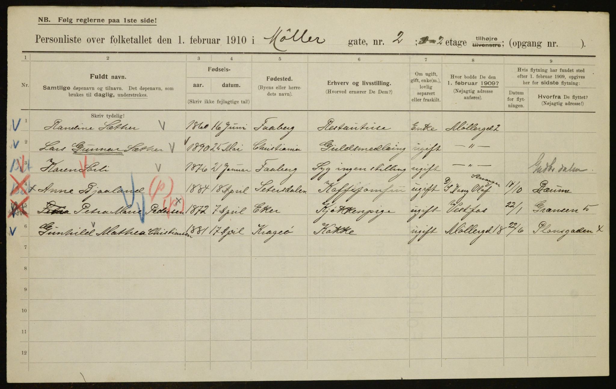 OBA, Municipal Census 1910 for Kristiania, 1910, p. 66046