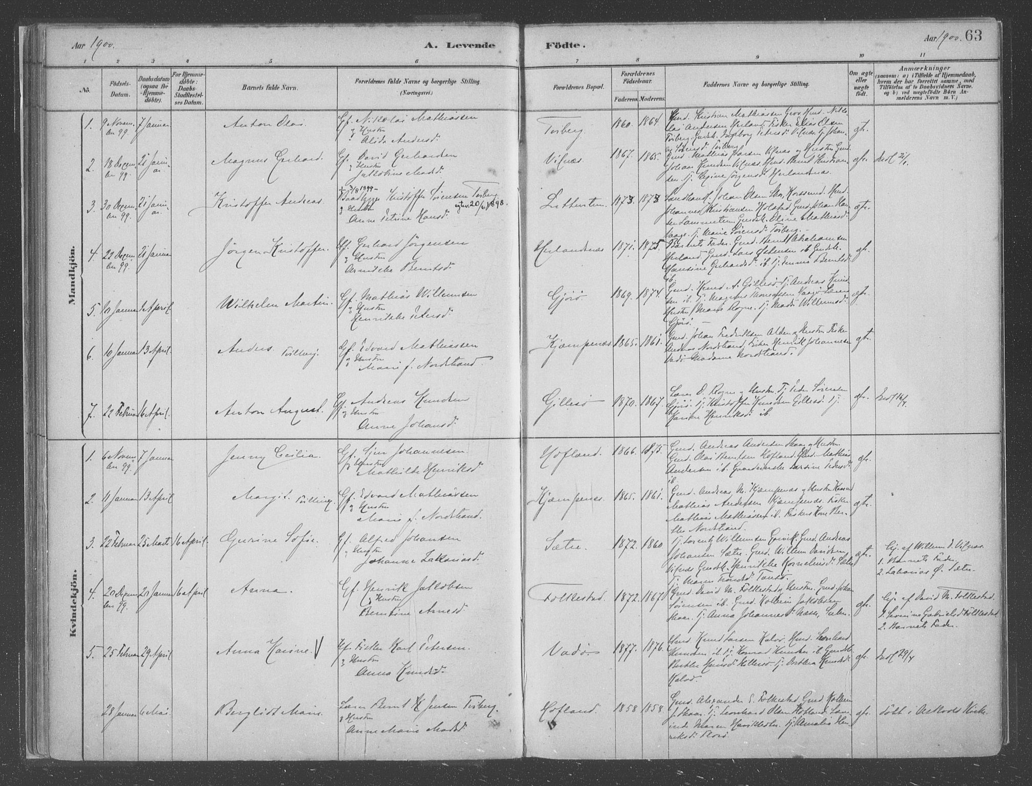 Askvoll sokneprestembete, SAB/A-79501/H/Haa/Haac/L0001: Parish register (official) no. C  1, 1879-1922, p. 63
