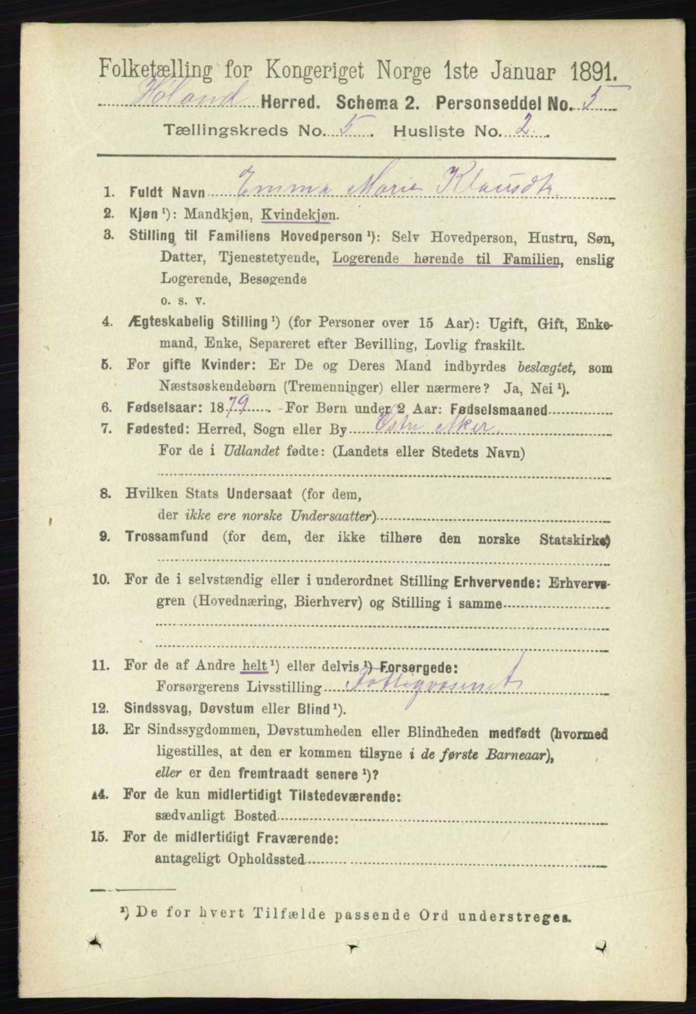 RA, 1891 census for 0221 Høland, 1891, p. 3524