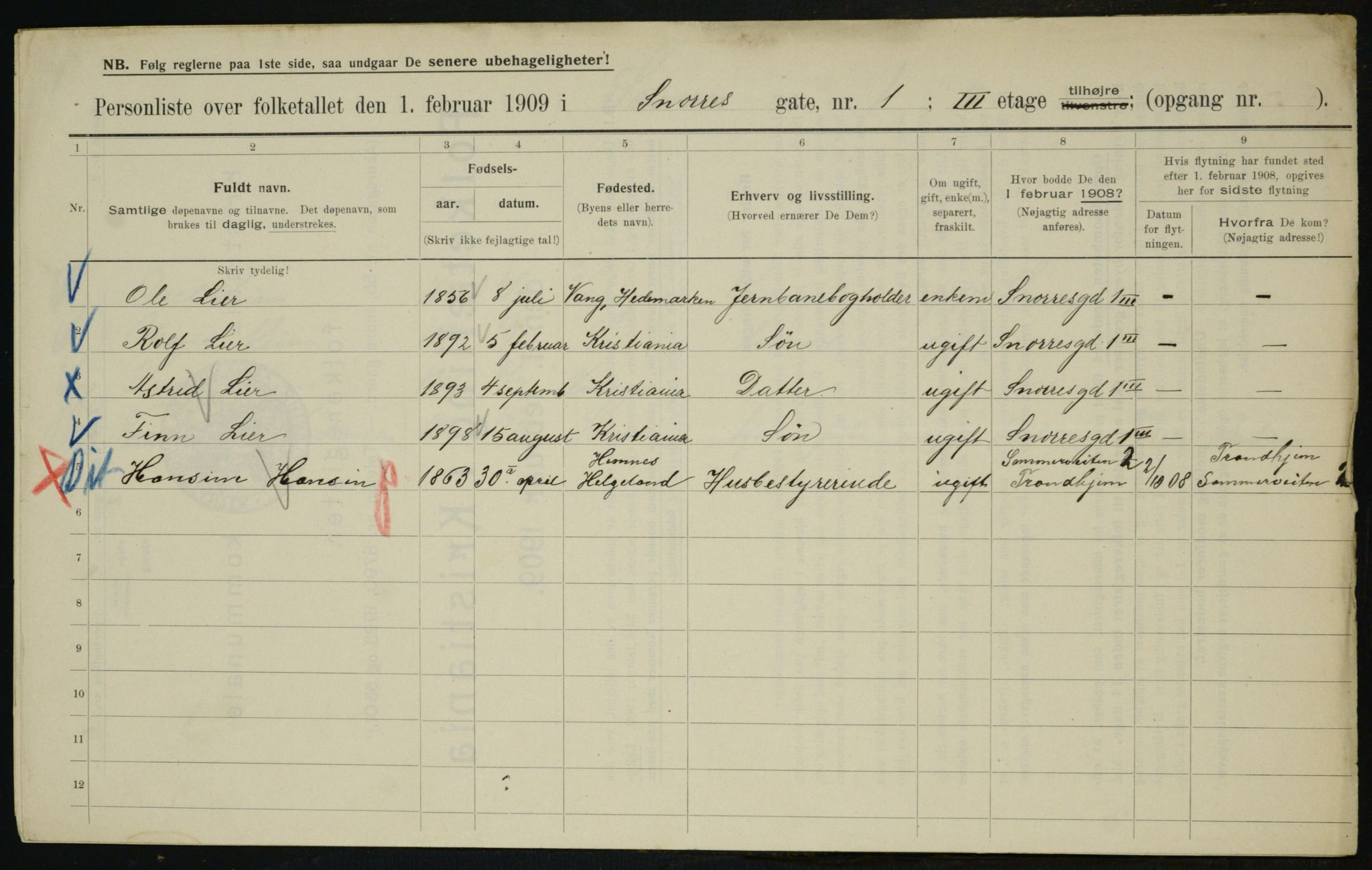 OBA, Municipal Census 1909 for Kristiania, 1909, p. 88945