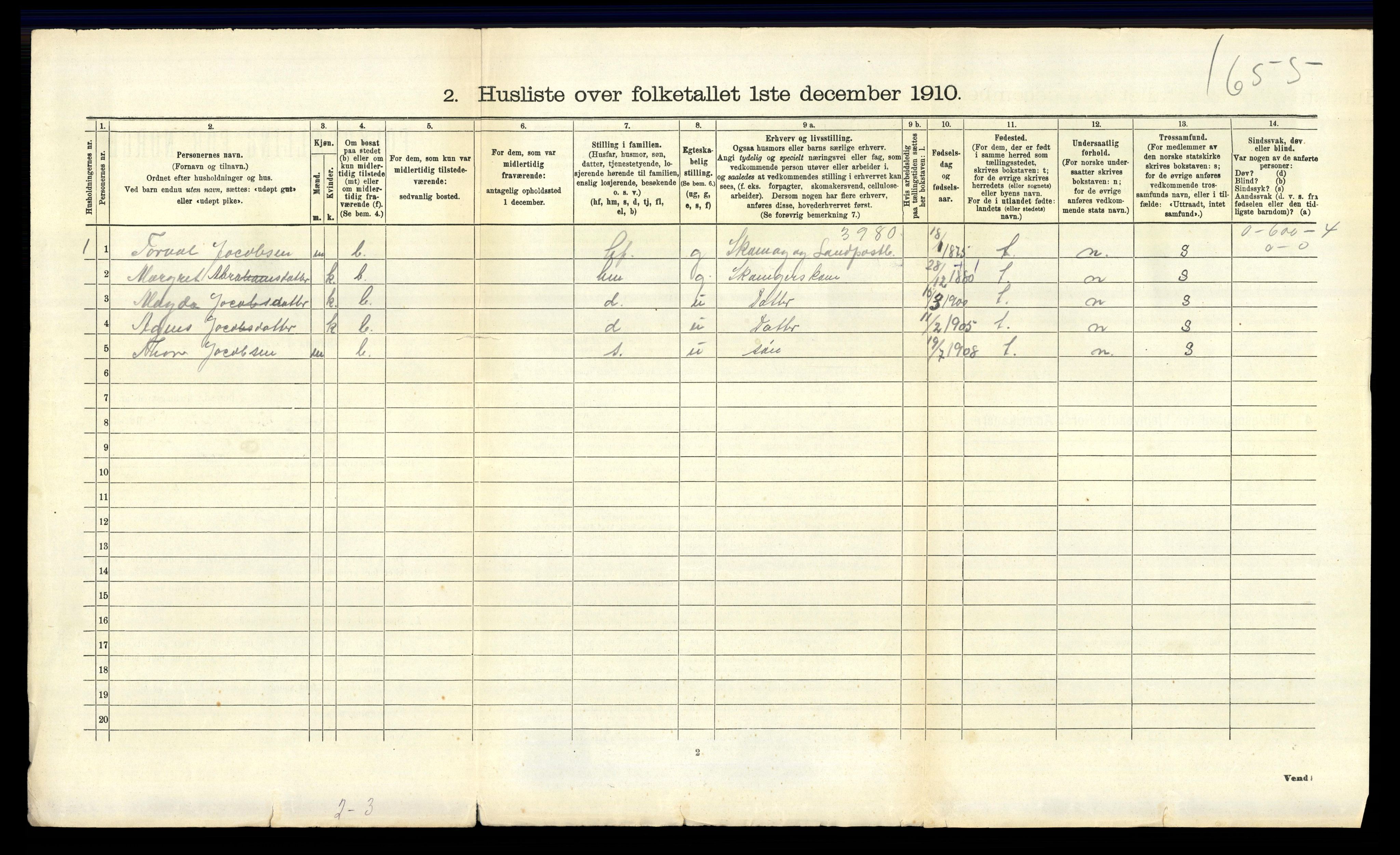 RA, 1910 census for Norderhov, 1910, p. 2569