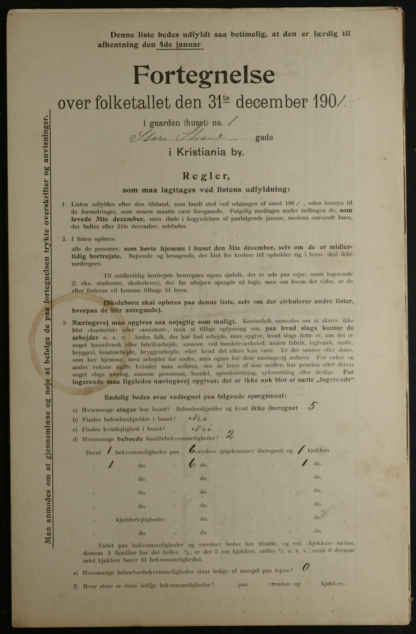 OBA, Municipal Census 1901 for Kristiania, 1901, p. 15761