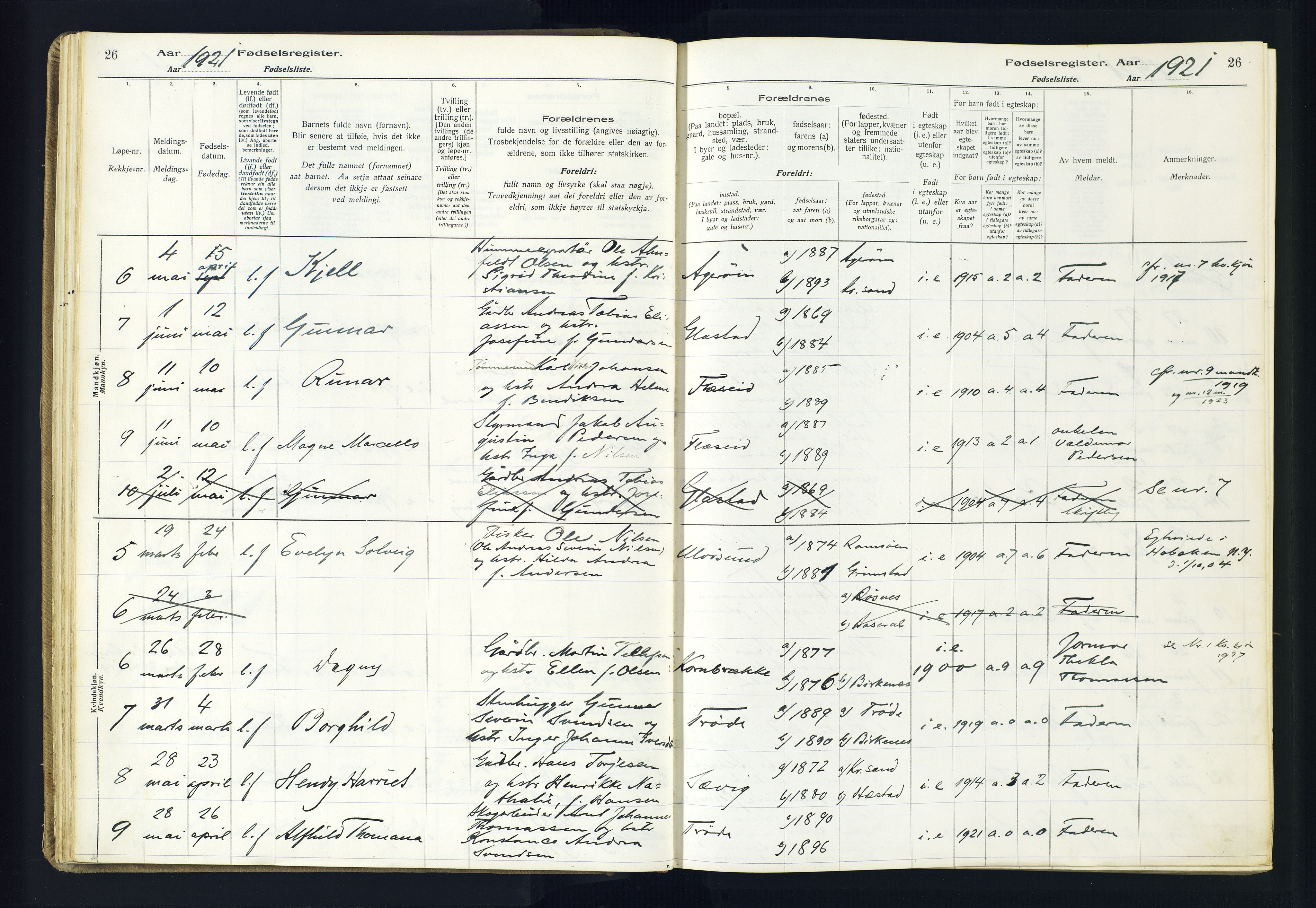 Høvåg sokneprestkontor, AV/SAK-1111-0025/J/Ja/L0001: Birth register no. II.4.2, 1916-1982, p. 26