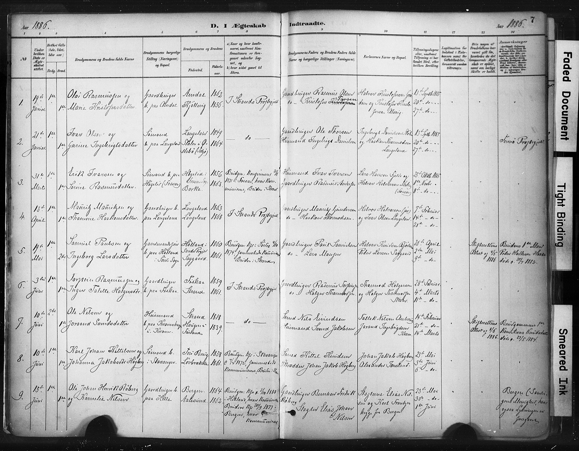 Strand sokneprestkontor, SAST/A-101828/H/Ha/Haa/L0010: Parish register (official) no. A 10, 1882-1929, p. 7