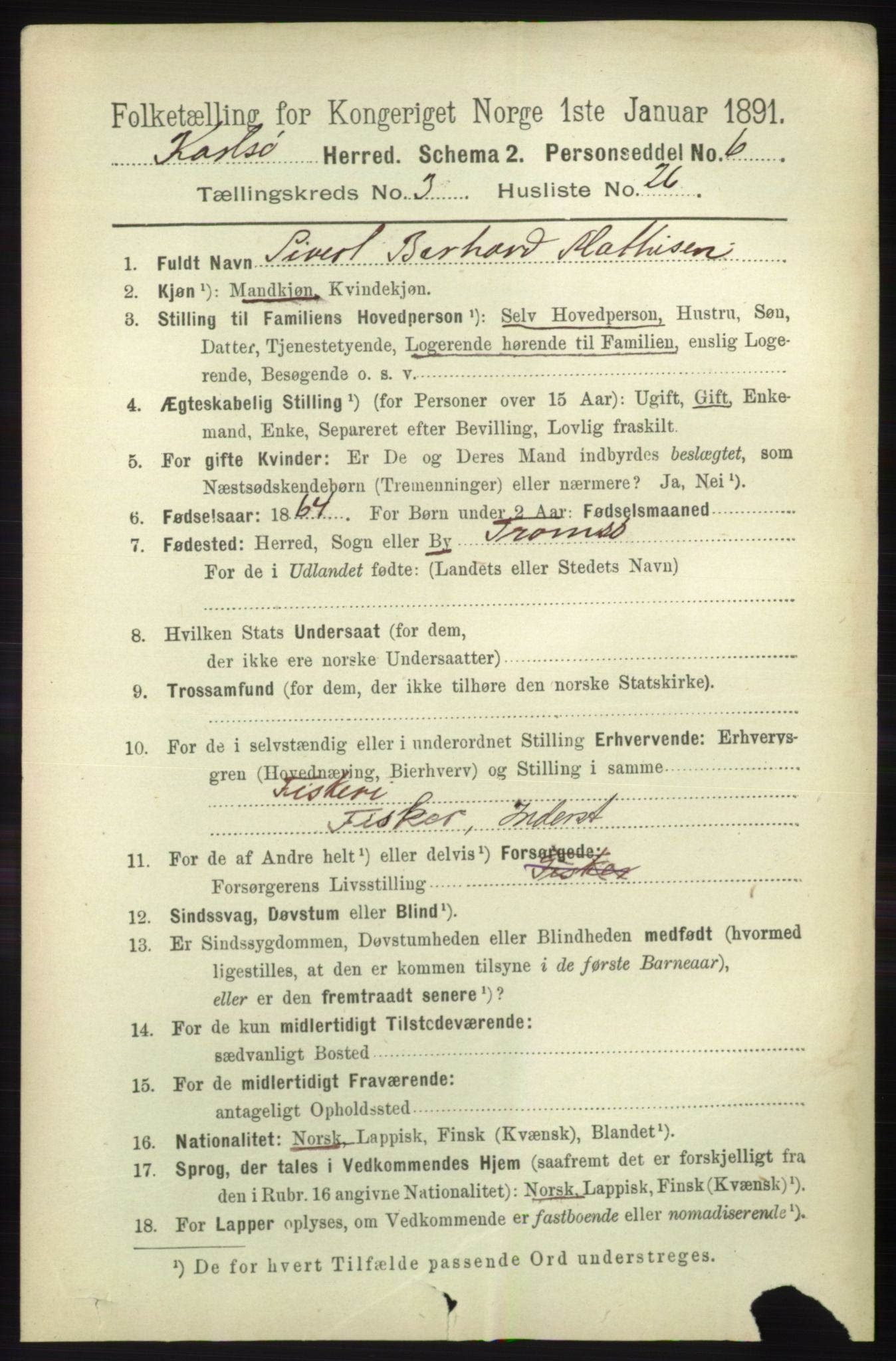 RA, 1891 census for 1936 Karlsøy, 1891, p. 769