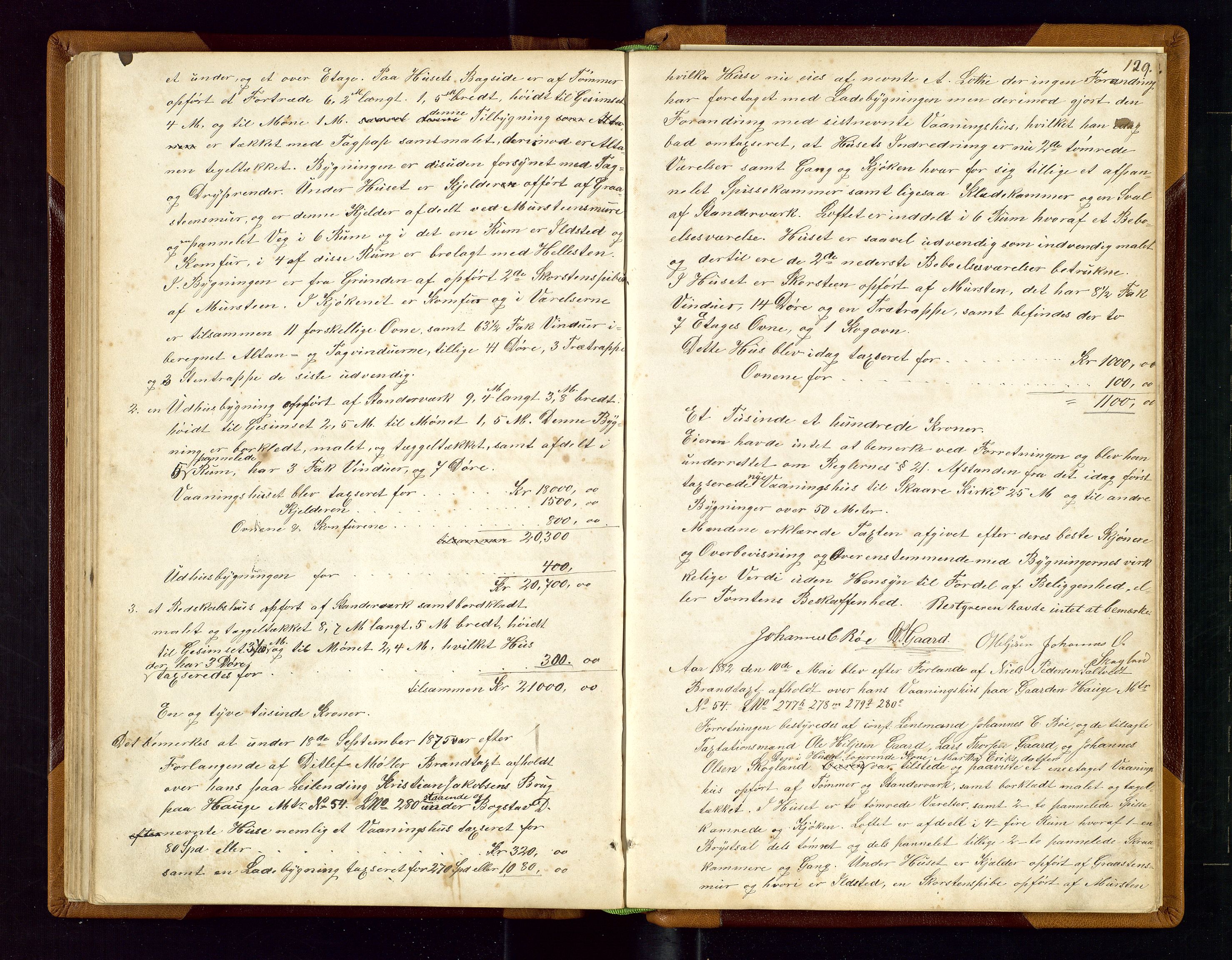 Torvestad lensmannskontor, AV/SAST-A-100307/1/Goa/L0001: "Brandtaxationsprotokol for Torvestad Thinglag", 1867-1883, p. 128b-129a