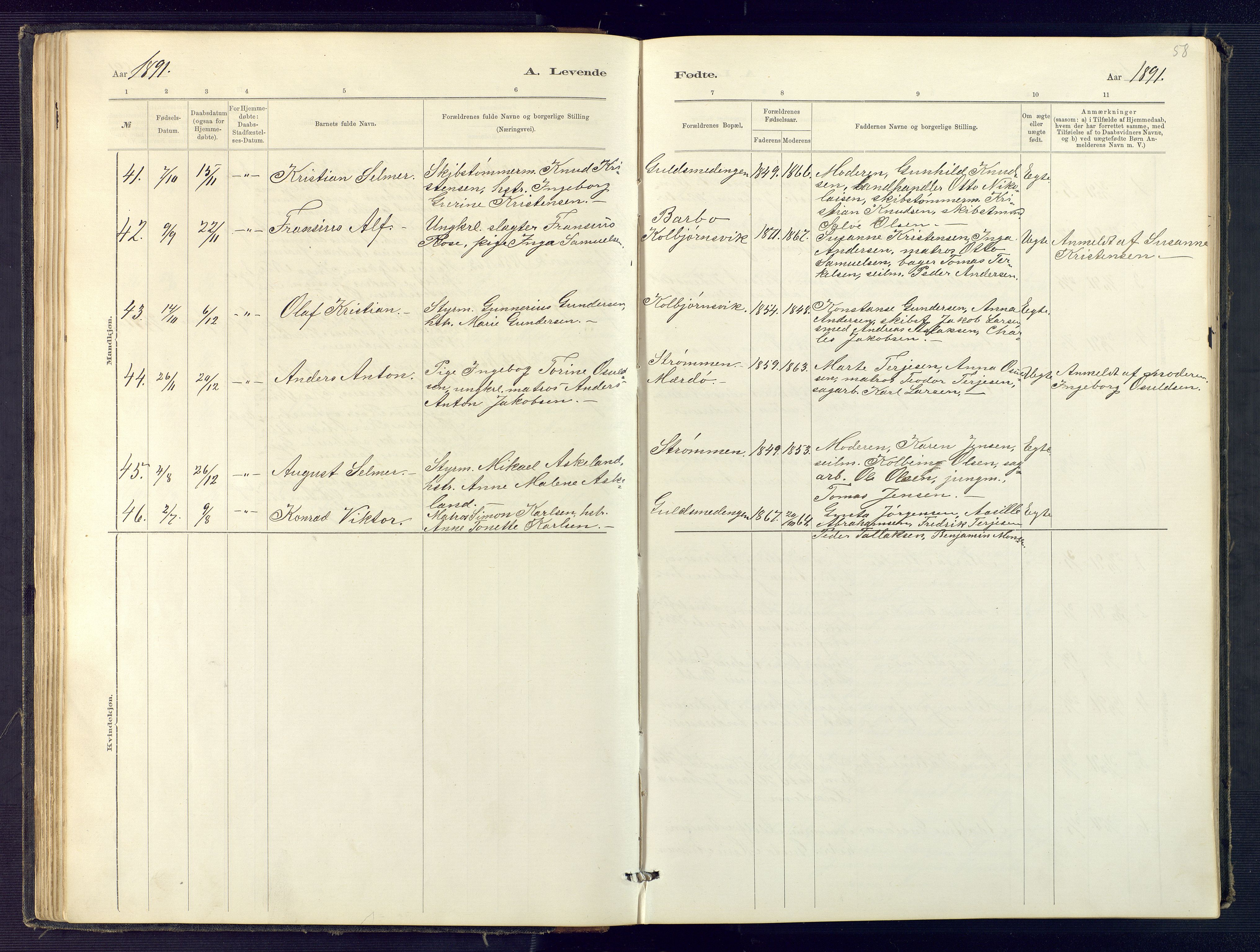 Hisøy sokneprestkontor, SAK/1111-0020/F/Fb/L0003: Parish register (copy) no. B 3, 1885-1905, p. 58