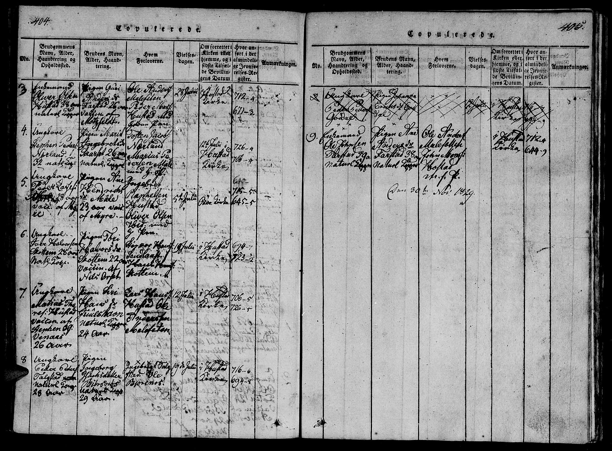 Ministerialprotokoller, klokkerbøker og fødselsregistre - Møre og Romsdal, AV/SAT-A-1454/566/L0764: Parish register (official) no. 566A03 /2, 1817-1829, p. 404-405