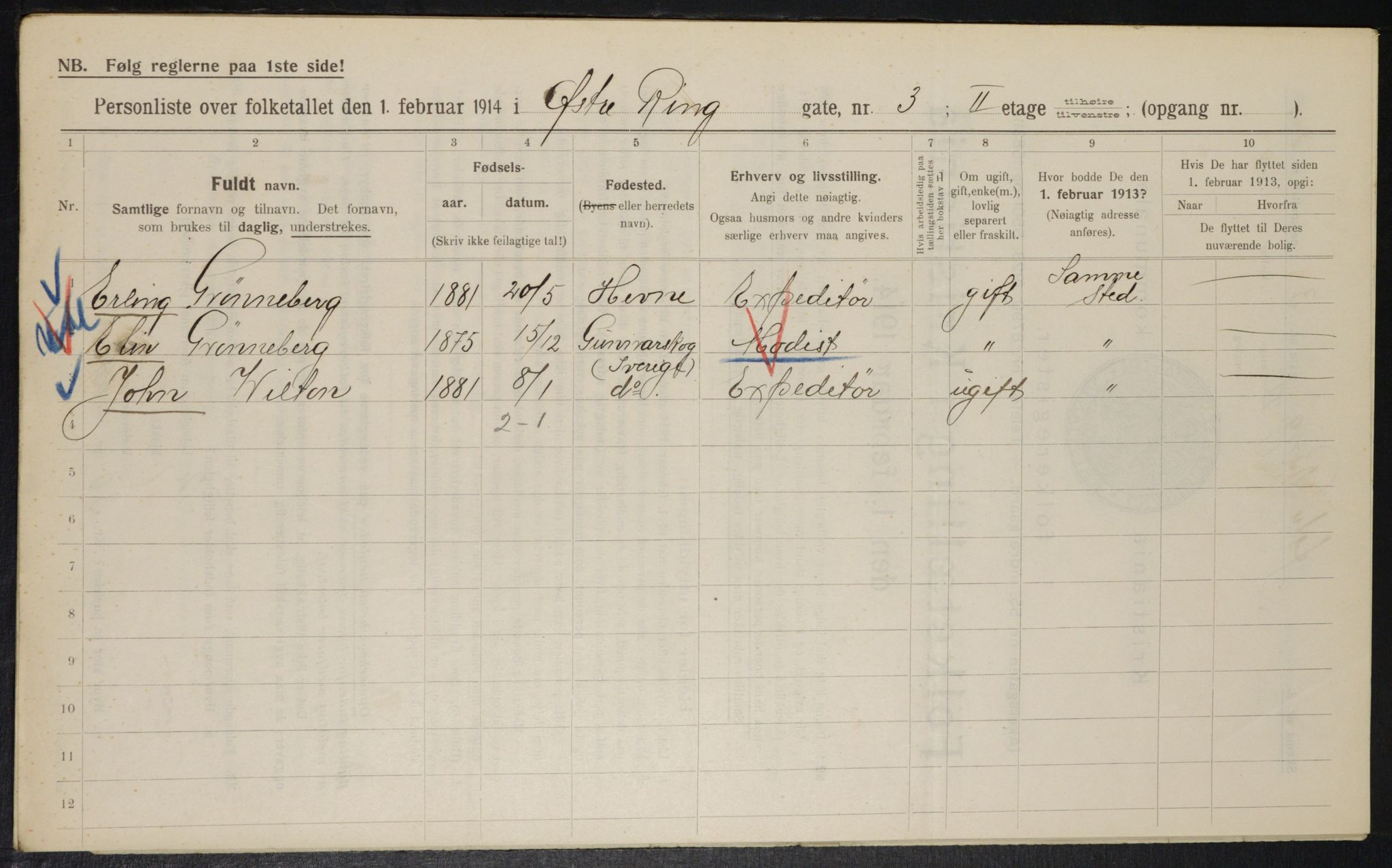 OBA, Municipal Census 1914 for Kristiania, 1914, p. 130451