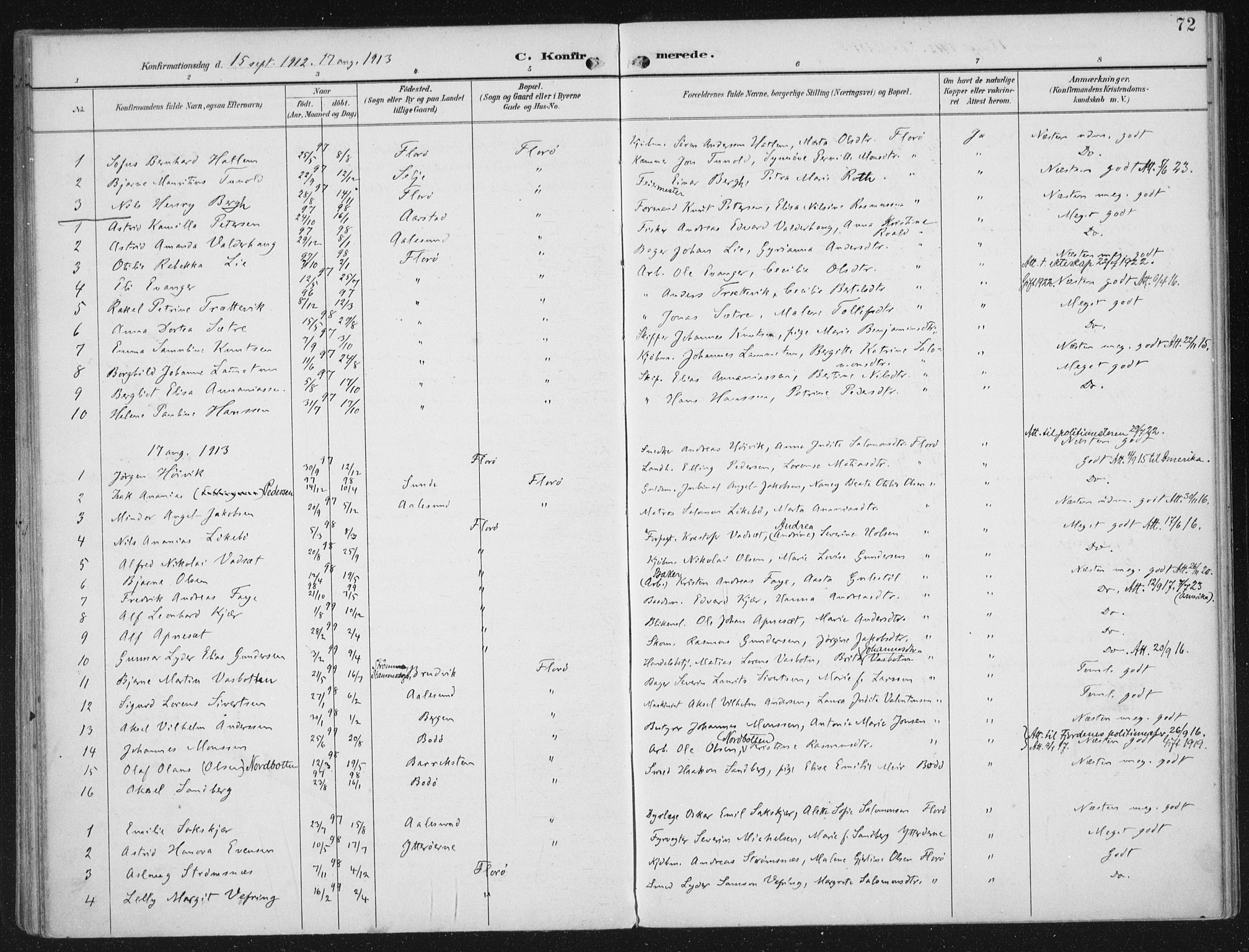 Kinn sokneprestembete, SAB/A-80801/H/Haa/Haac/L0002: Parish register (official) no. C 2, 1895-1916, p. 72