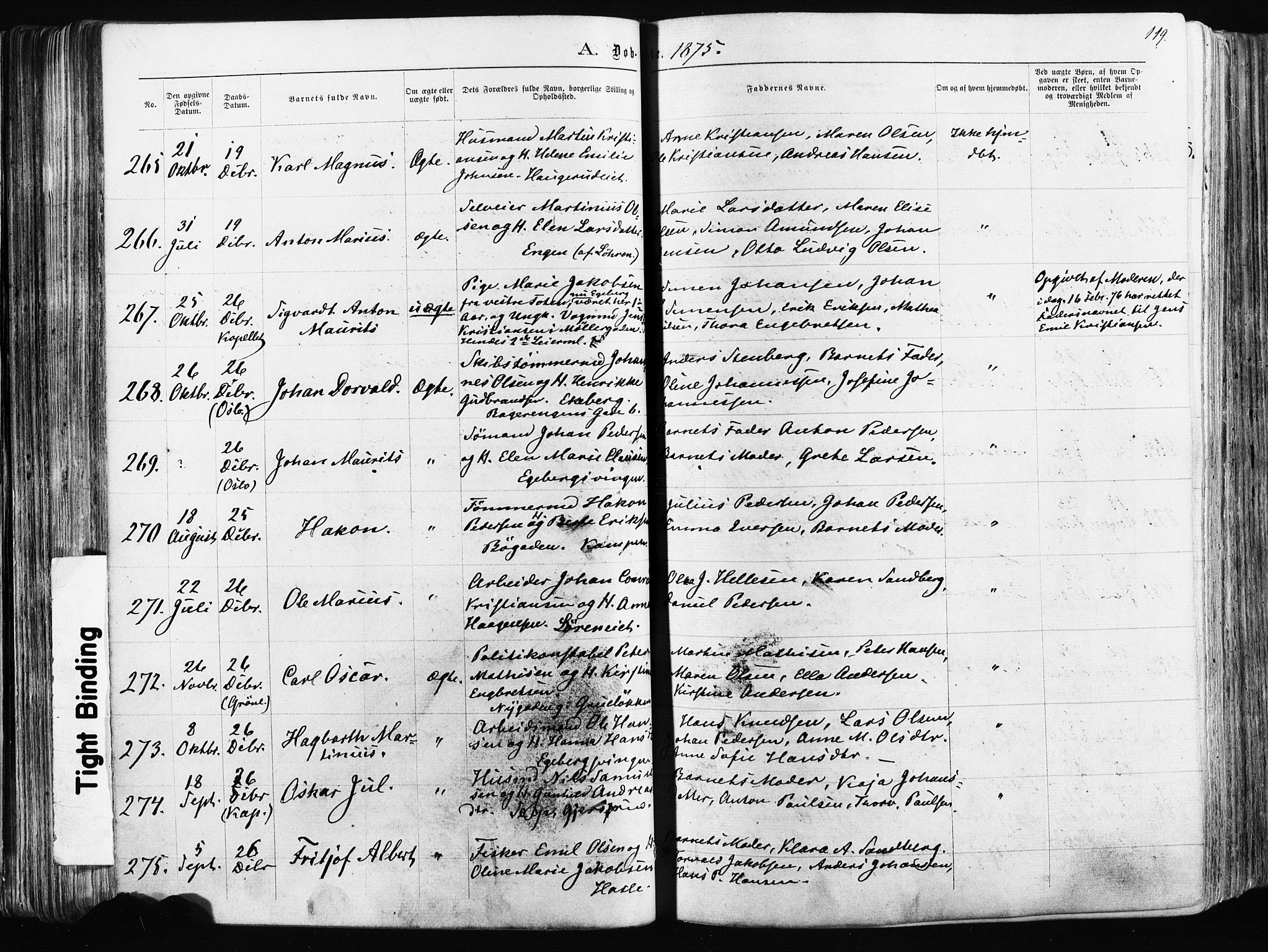 Østre Aker prestekontor Kirkebøker, AV/SAO-A-10840/F/Fa/L0003: Parish register (official) no. I 3, 1869-1875, p. 119