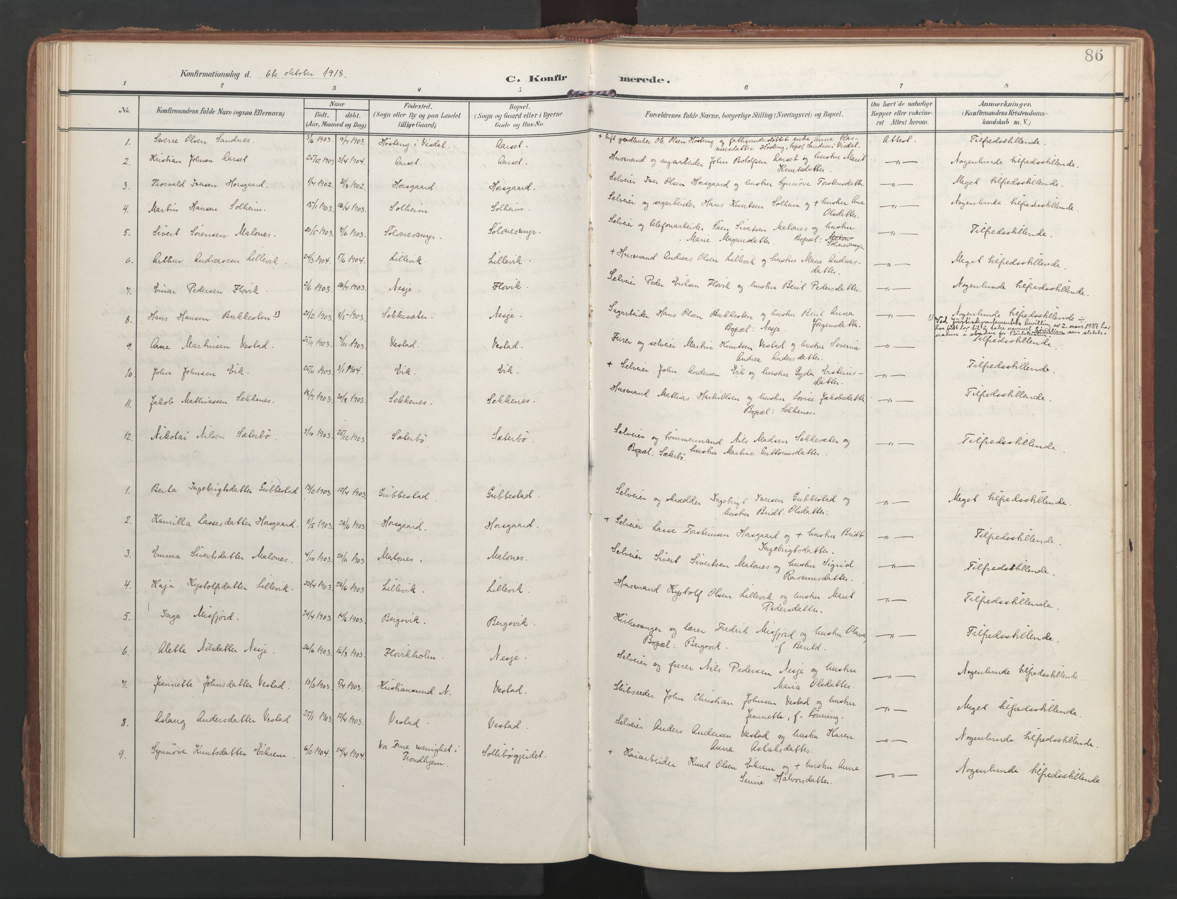 Ministerialprotokoller, klokkerbøker og fødselsregistre - Møre og Romsdal, AV/SAT-A-1454/547/L0605: Parish register (official) no. 547A07, 1907-1936, p. 86