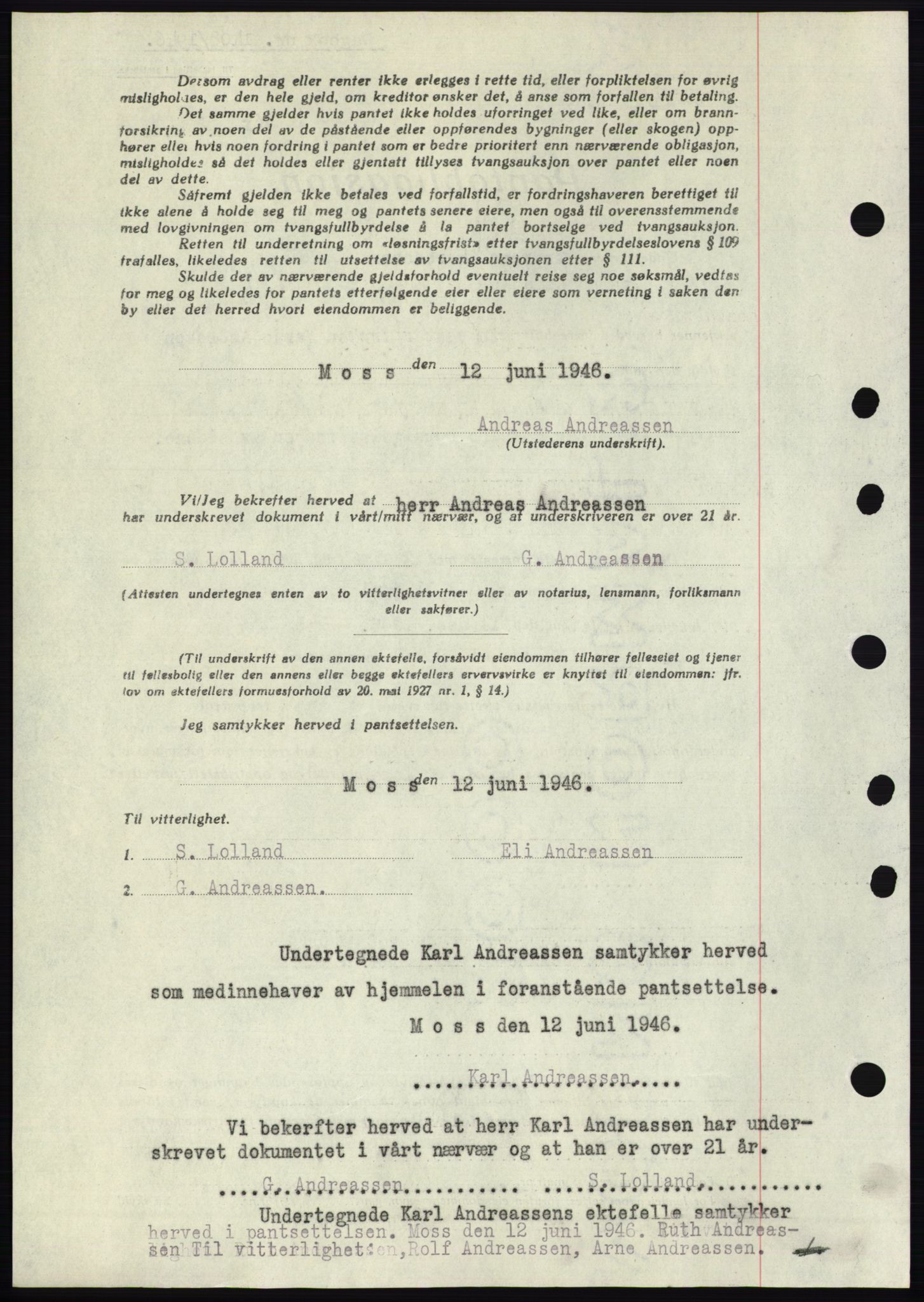 Moss sorenskriveri, SAO/A-10168: Mortgage book no. B15, 1946-1946, Diary no: : 1408/1946