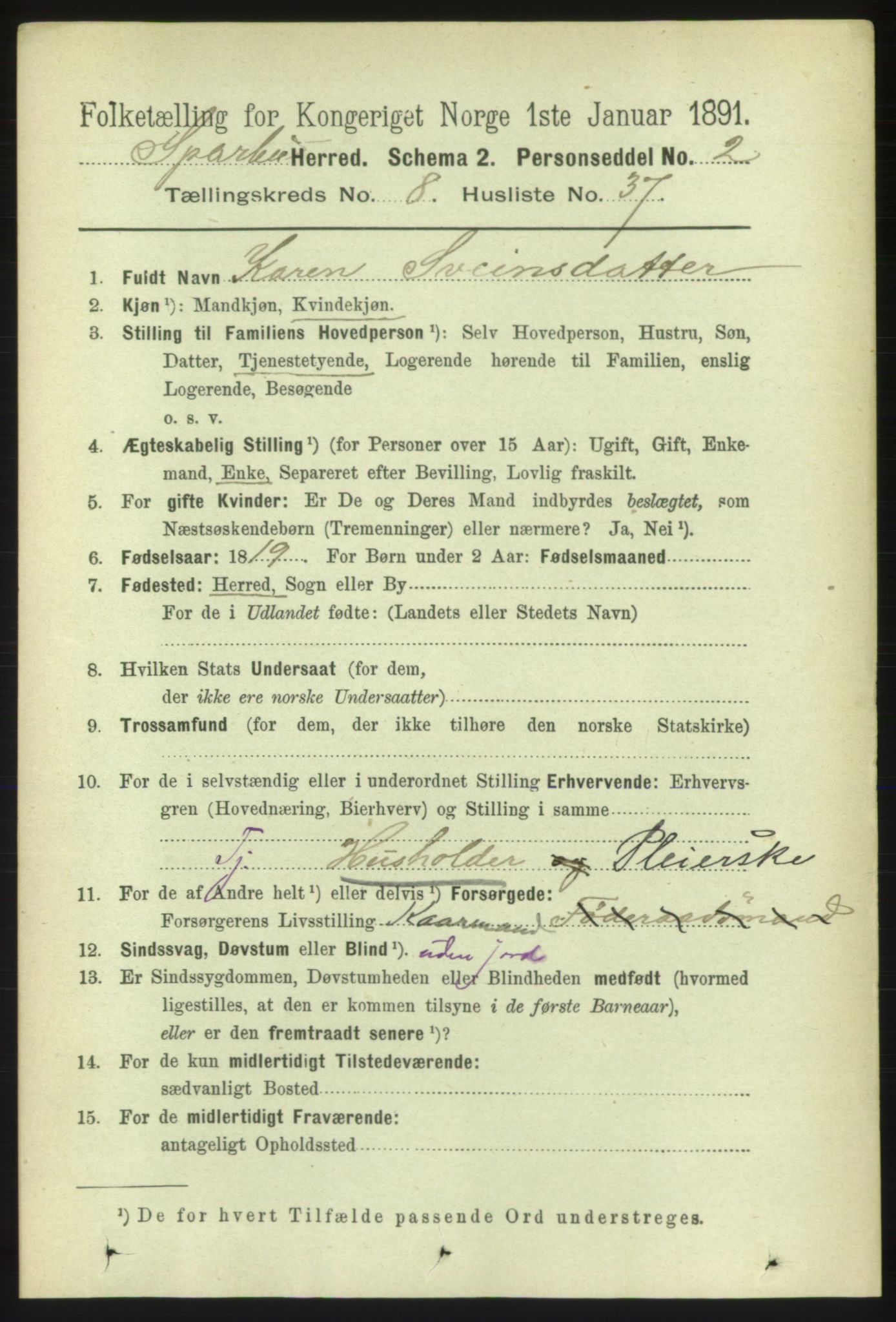 RA, 1891 census for 1731 Sparbu, 1891, p. 3000