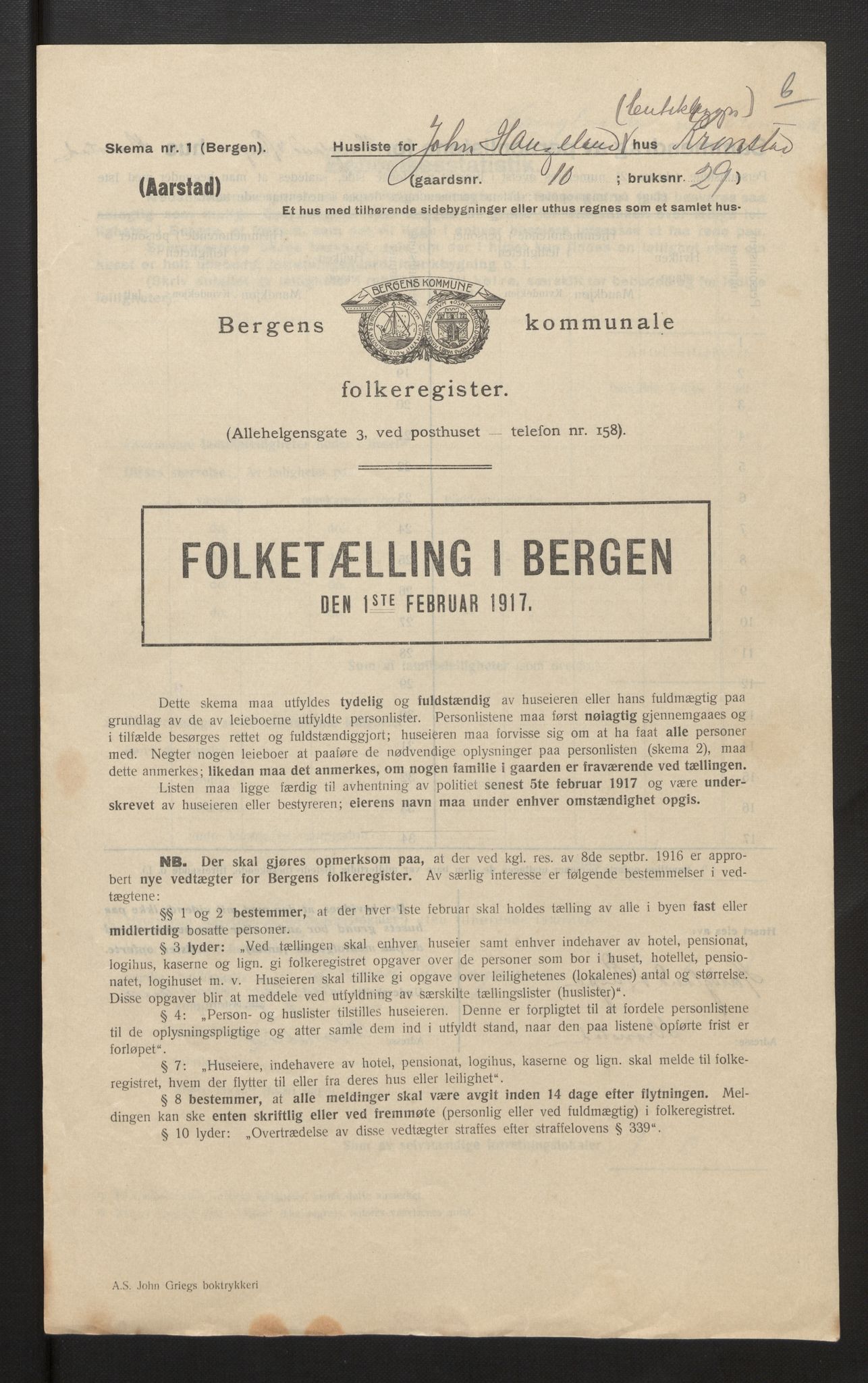 SAB, Municipal Census 1917 for Bergen, 1917, p. 51338