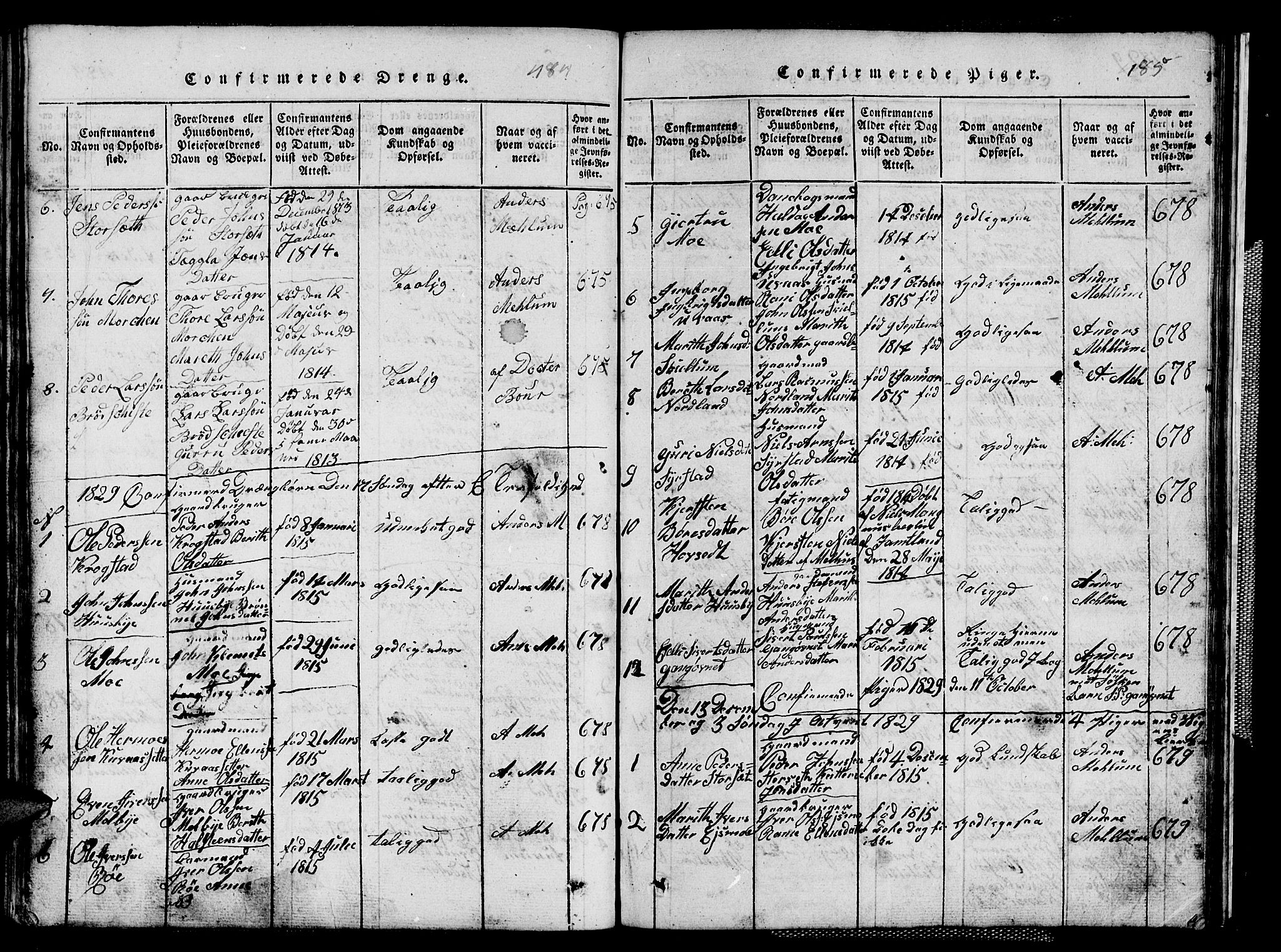 Ministerialprotokoller, klokkerbøker og fødselsregistre - Sør-Trøndelag, SAT/A-1456/667/L0796: Parish register (copy) no. 667C01, 1817-1836, p. 484-485
