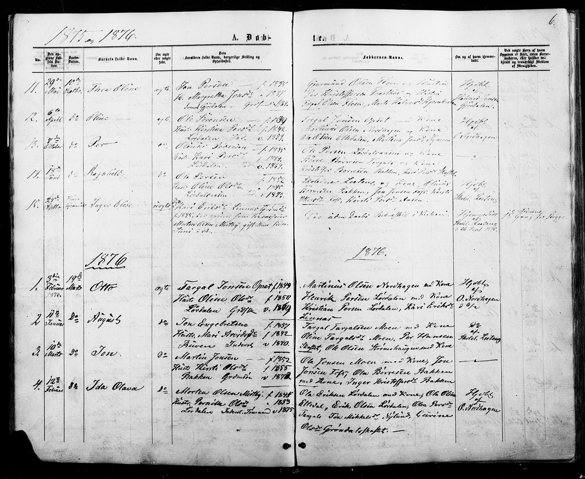 Trysil prestekontor, AV/SAH-PREST-046/H/Ha/Haa/L0010: Parish register (official) no. 10, 1872-1895, p. 6