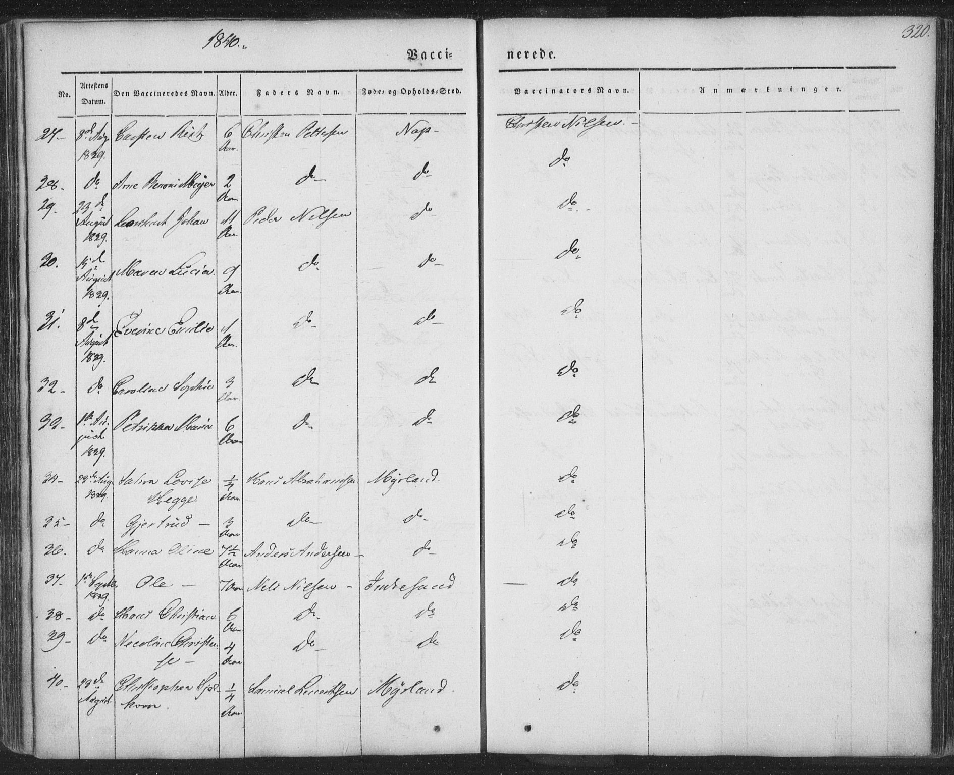 Ministerialprotokoller, klokkerbøker og fødselsregistre - Nordland, AV/SAT-A-1459/885/L1202: Parish register (official) no. 885A03, 1838-1859, p. 320