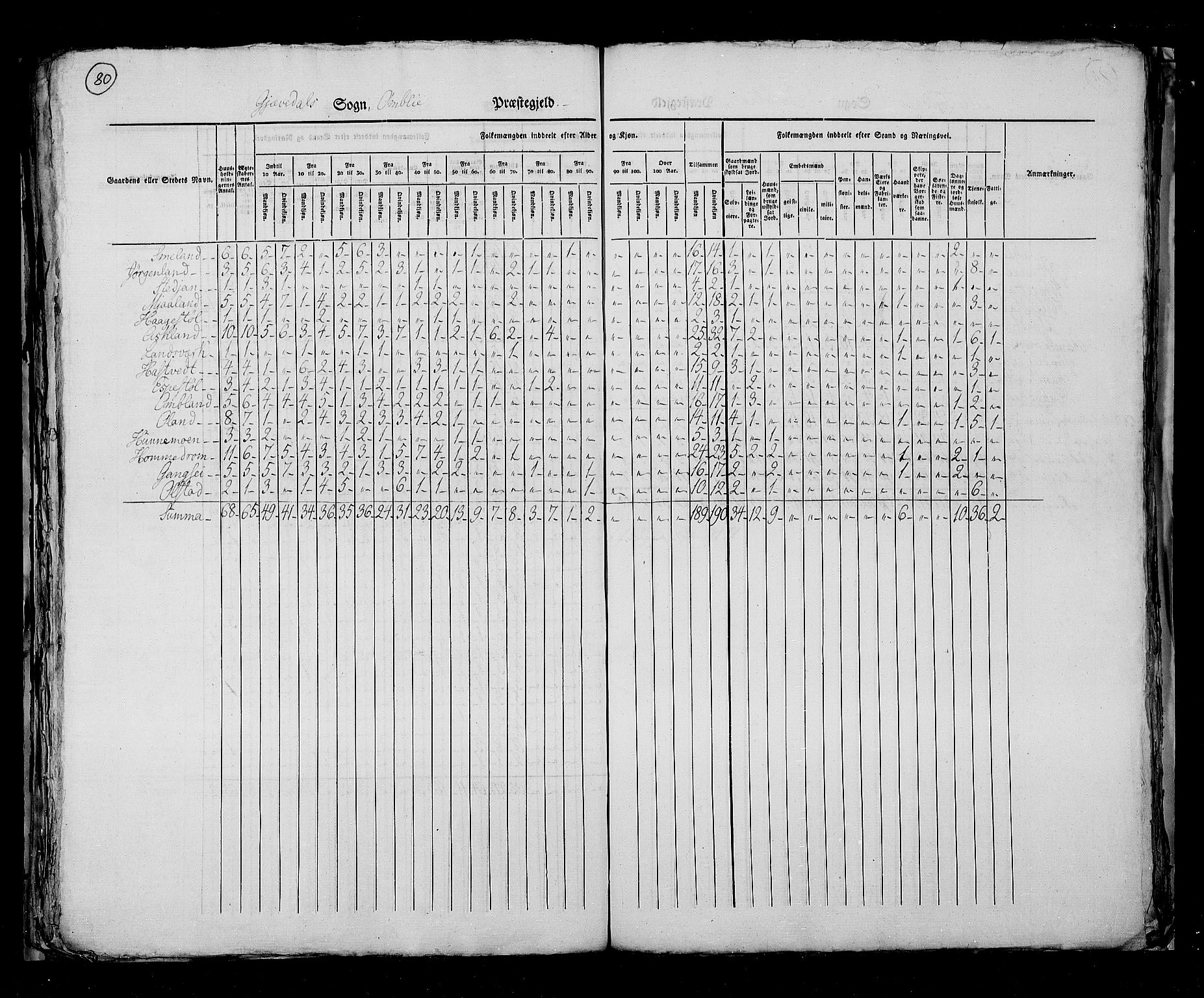 RA, Census 1825, vol. 10: Nedenes og Råbyggelaget amt, 1825, p. 80