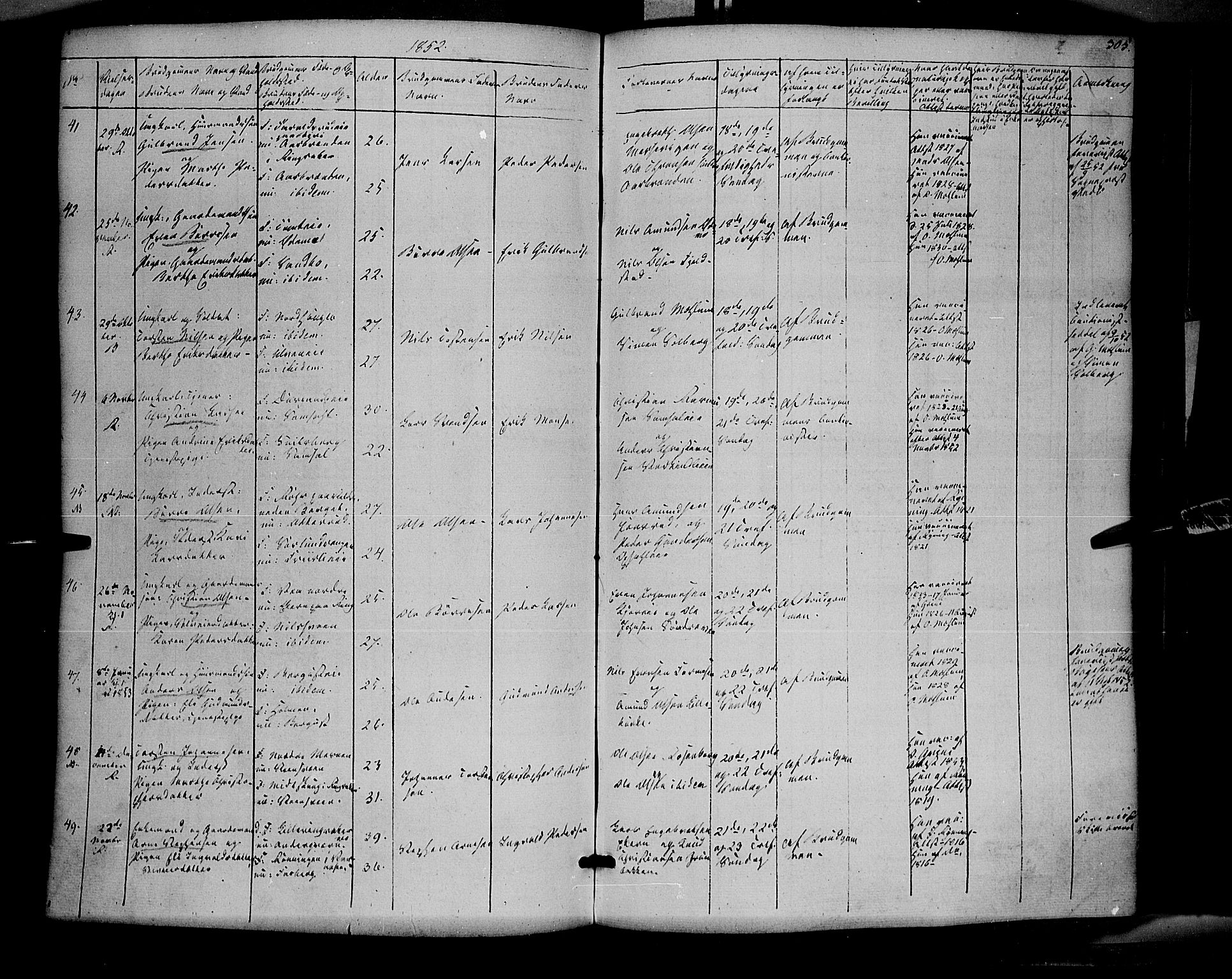 Ringsaker prestekontor, SAH/PREST-014/K/Ka/L0009: Parish register (official) no. 9, 1850-1860, p. 305
