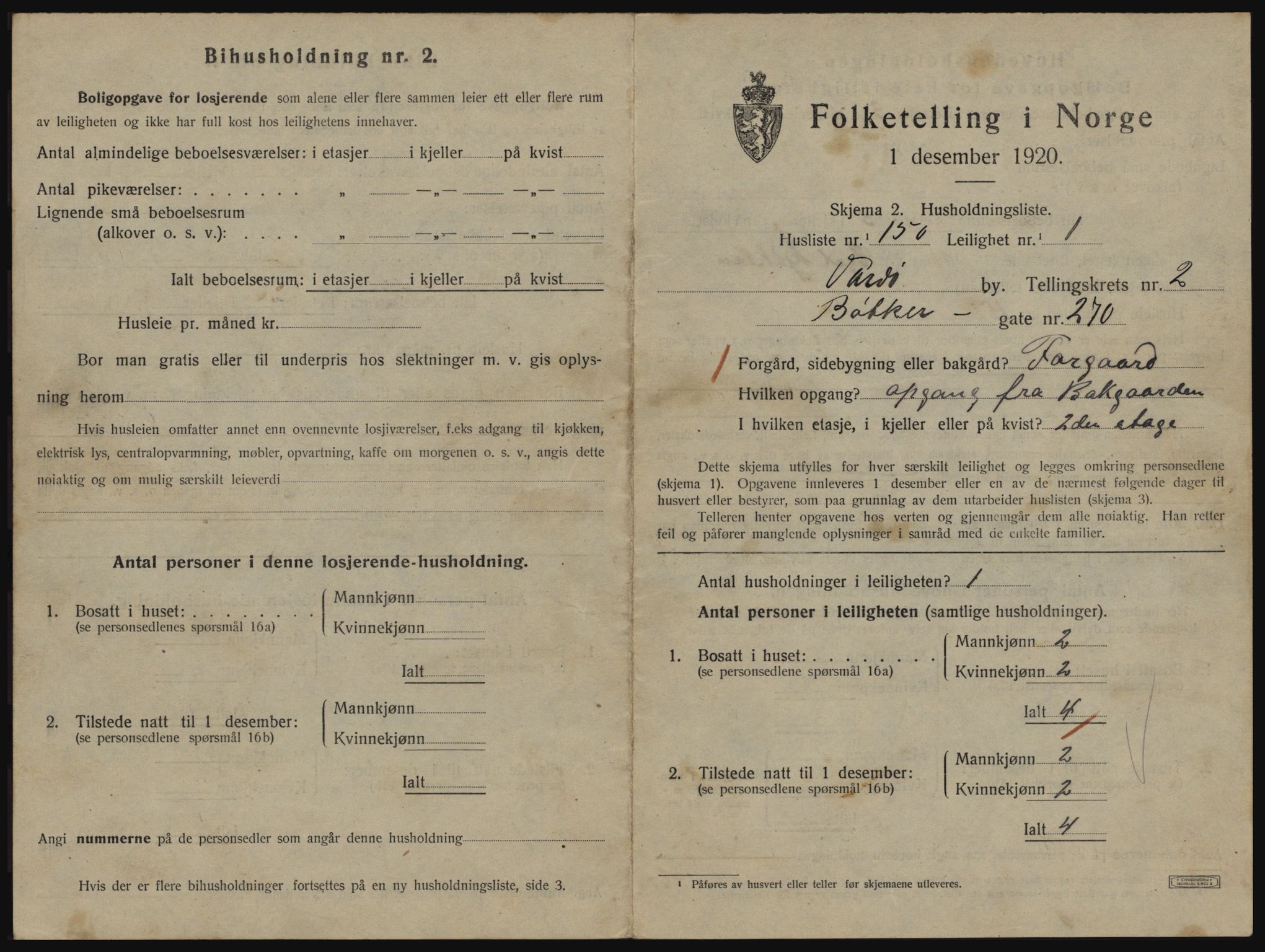 SATØ, 1920 census for Vardø, 1920, p. 2317