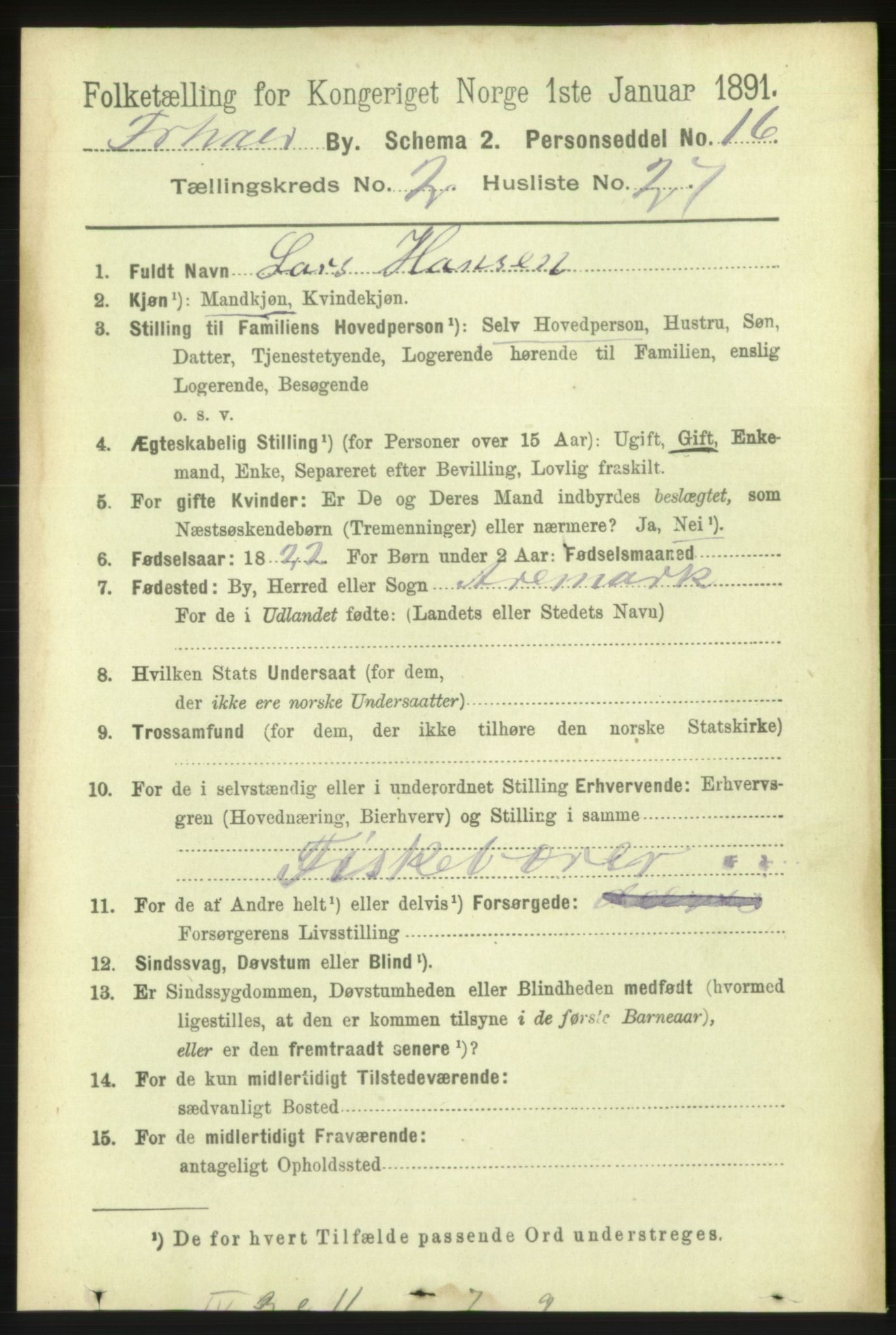 RA, 1891 census for 0101 Fredrikshald, 1891, p. 2981