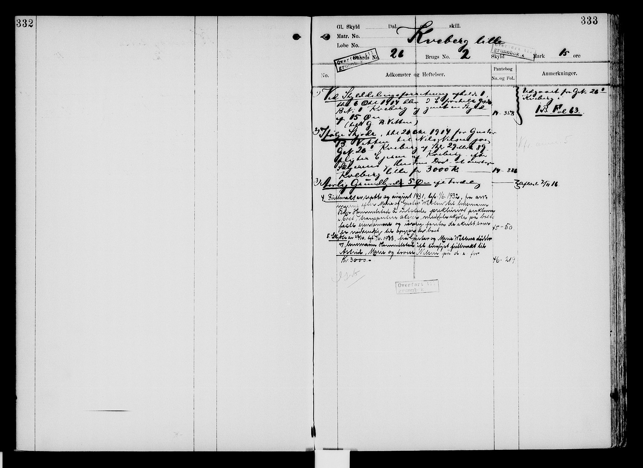 Nord-Hedmark sorenskriveri, SAH/TING-012/H/Ha/Had/Hade/L0004: Mortgage register no. 4.4, 1910-1940, p. 332-333