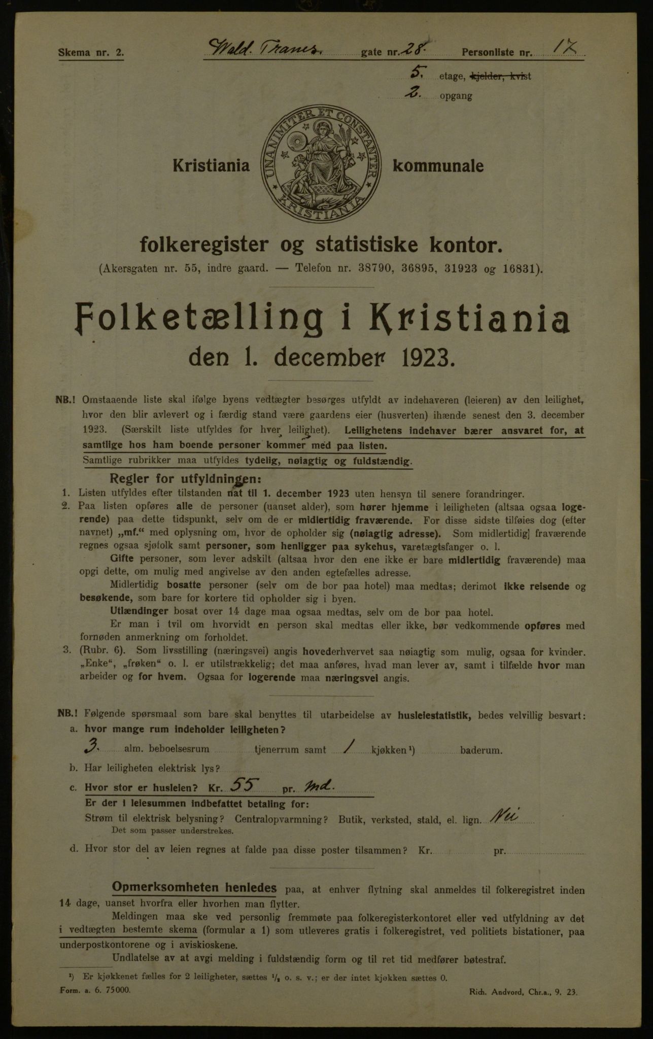 OBA, Municipal Census 1923 for Kristiania, 1923, p. 139933