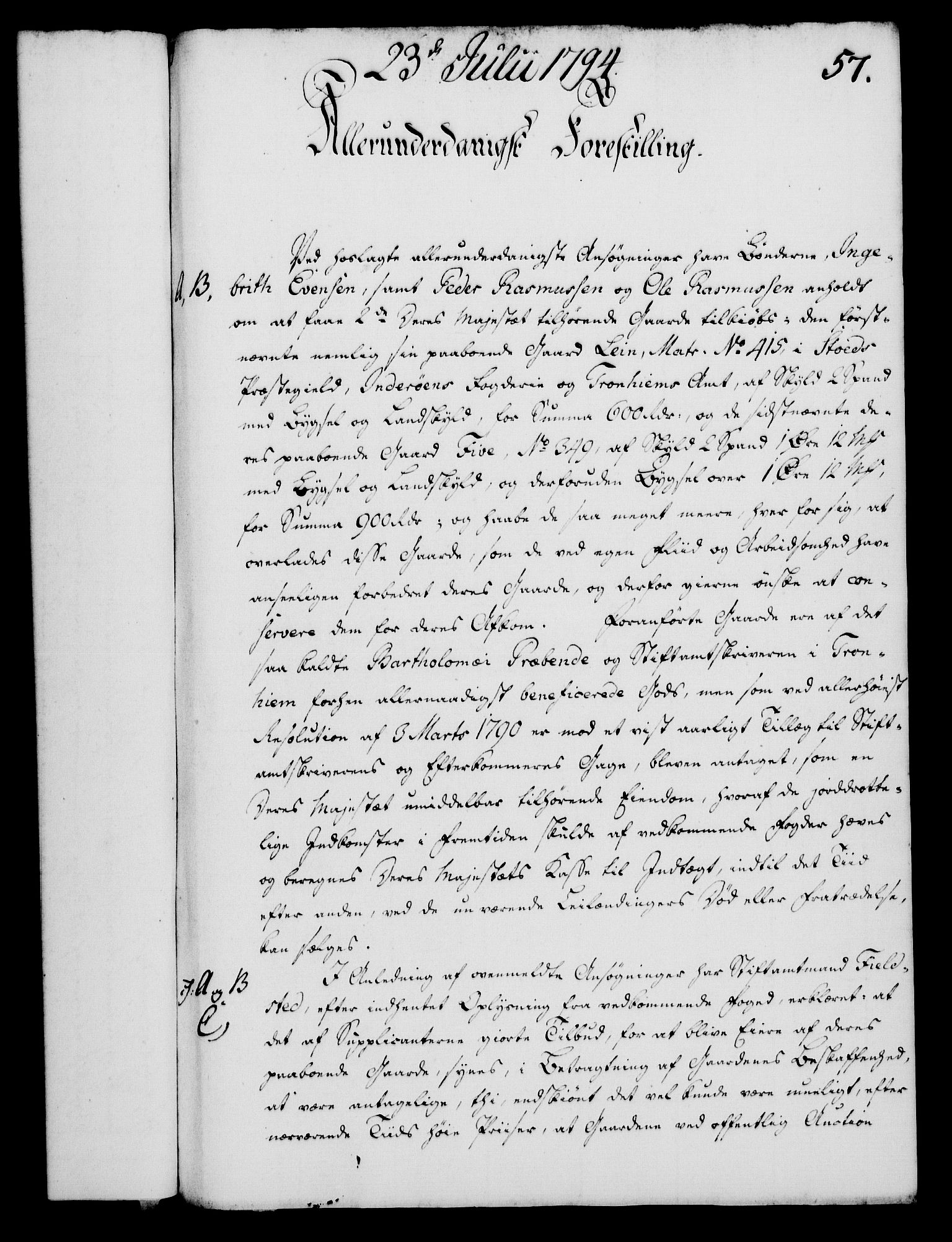 Rentekammeret, Kammerkanselliet, AV/RA-EA-3111/G/Gf/Gfa/L0076: Norsk relasjons- og resolusjonsprotokoll (merket RK 52.76), 1794, p. 271