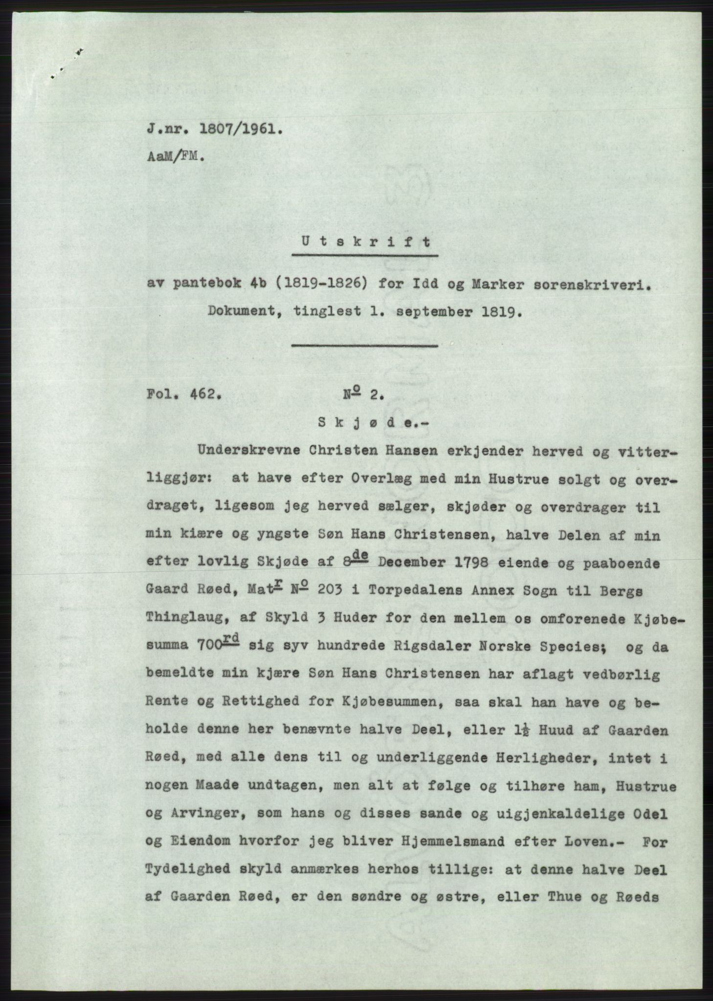 Statsarkivet i Oslo, AV/SAO-A-10621/Z/Zd/L0014: Avskrifter, j.nr 1101-1809/1961, 1961, p. 354