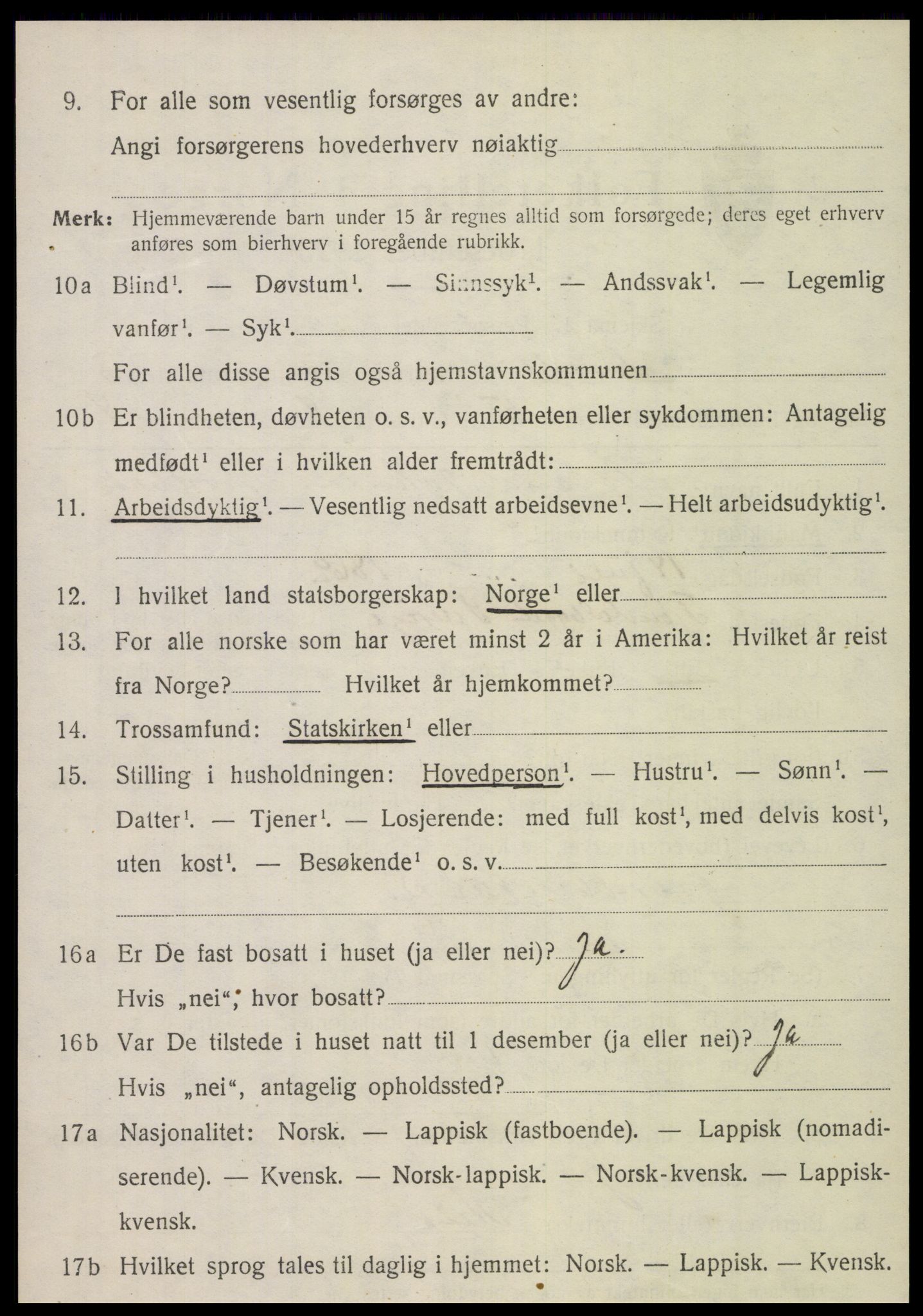 SAT, 1920 census for Nordli, 1920, p. 1450