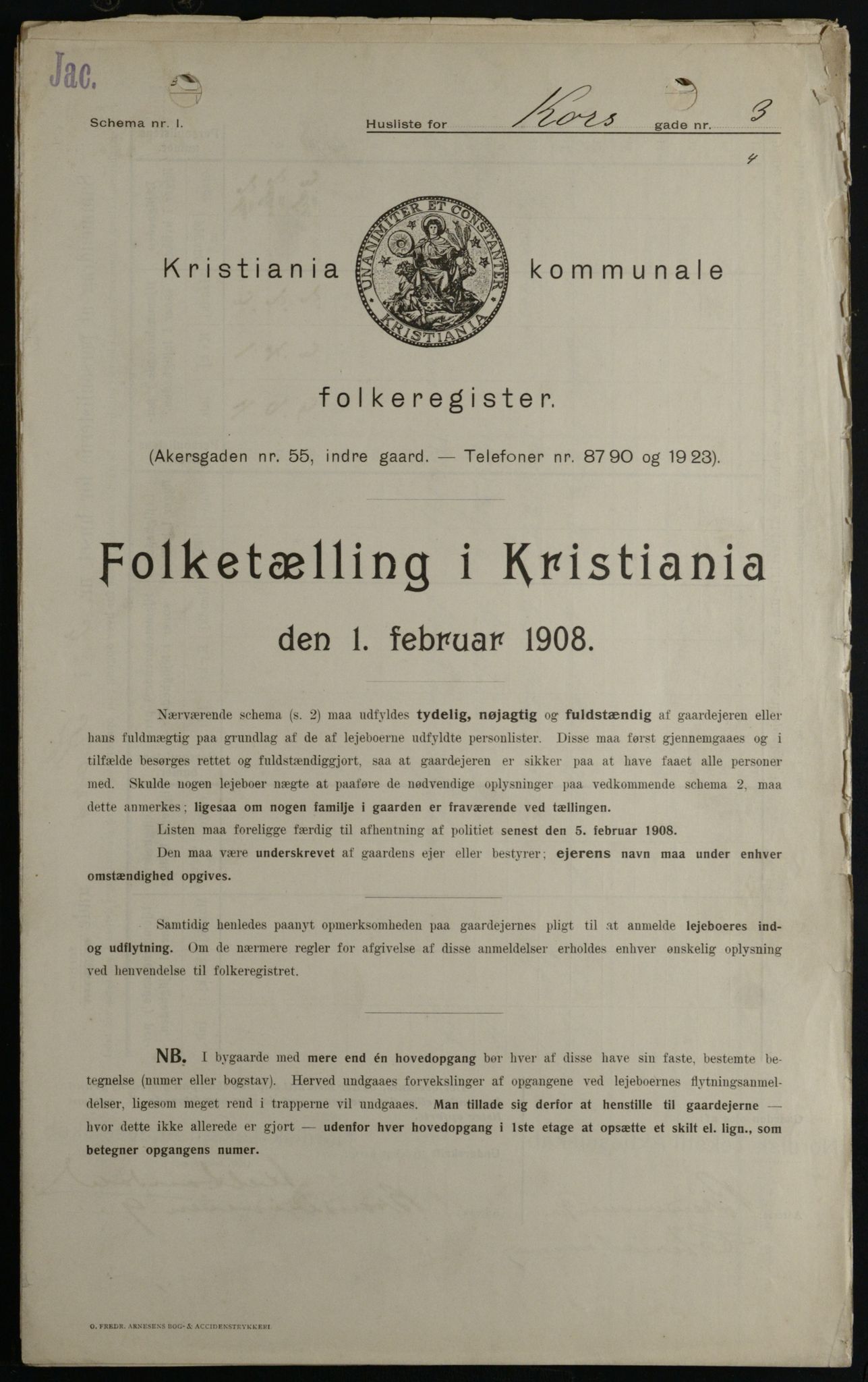 OBA, Municipal Census 1908 for Kristiania, 1908, p. 47855