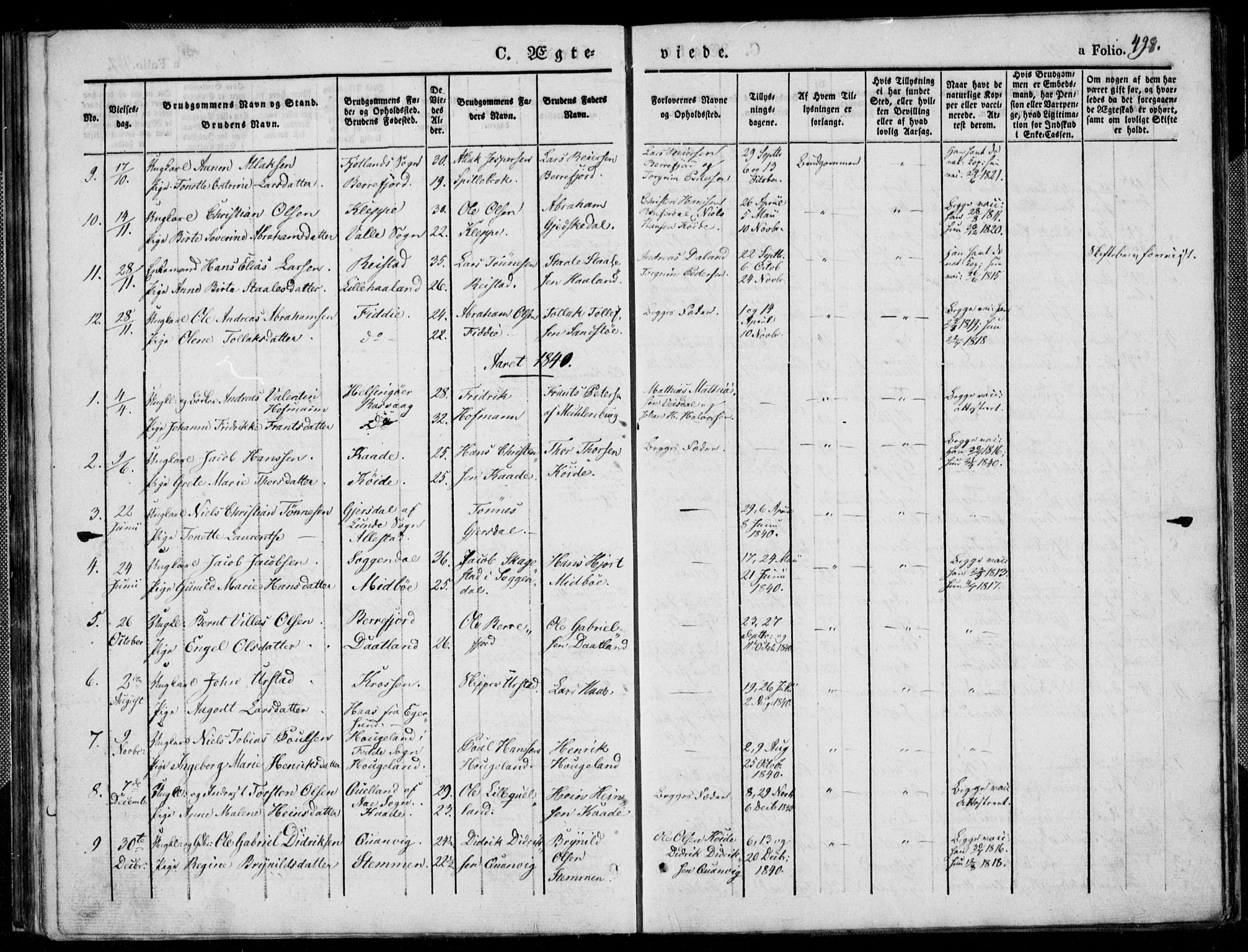 Flekkefjord sokneprestkontor, SAK/1111-0012/F/Fb/Fbb/L0002: Parish register (copy) no. B 2b, 1831-1866, p. 498