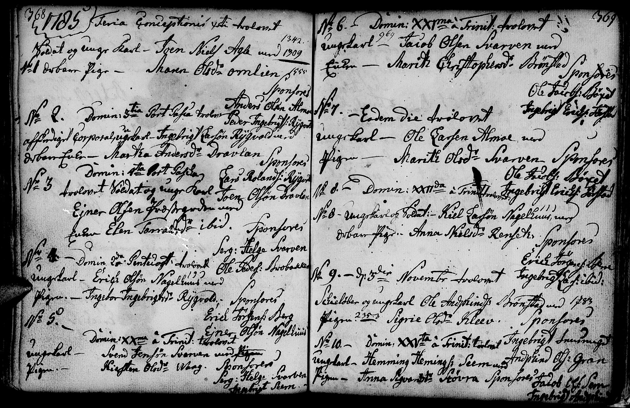 Ministerialprotokoller, klokkerbøker og fødselsregistre - Nord-Trøndelag, SAT/A-1458/749/L0467: Parish register (official) no. 749A01, 1733-1787, p. 368-369