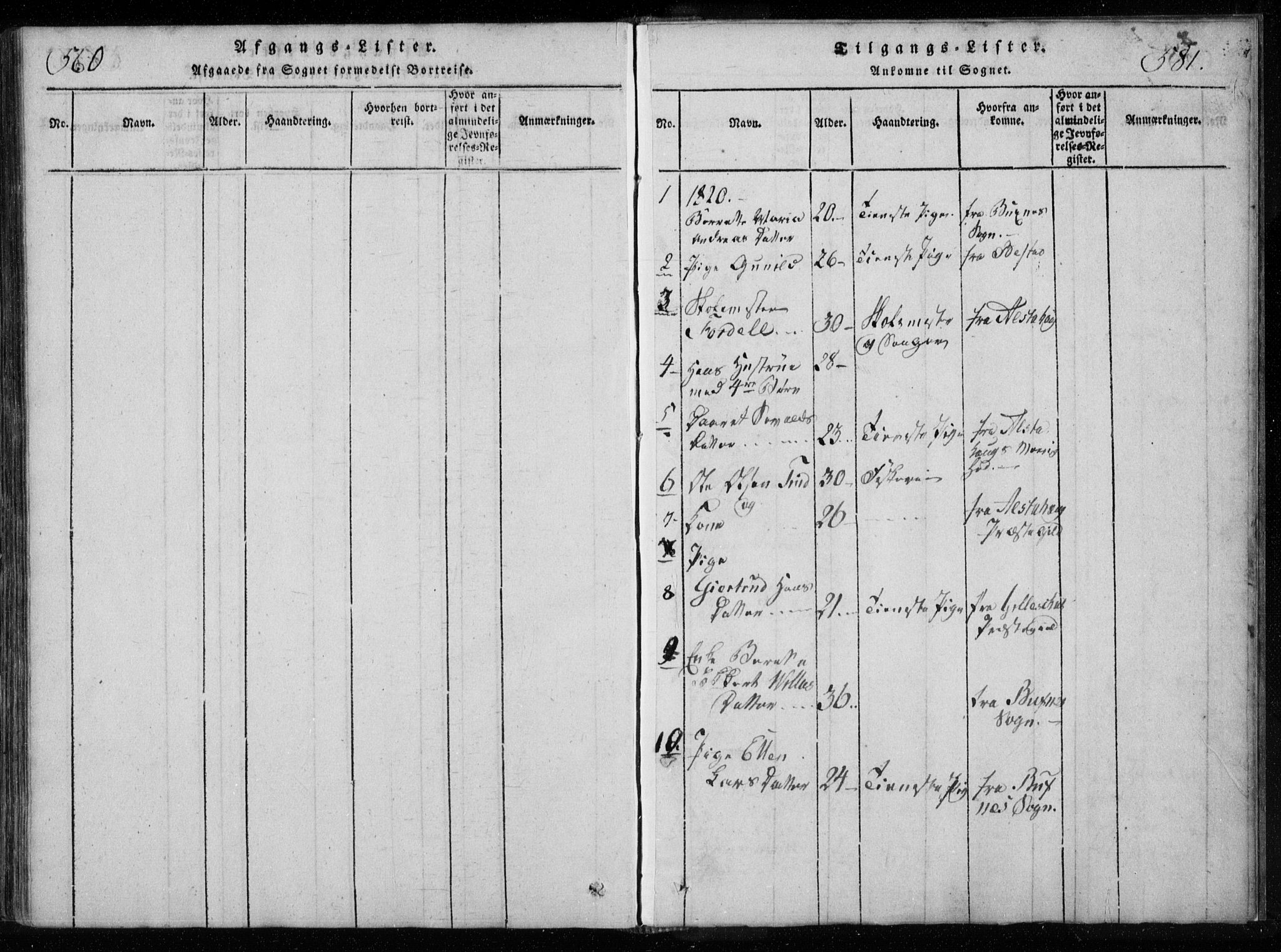 Ministerialprotokoller, klokkerbøker og fødselsregistre - Nordland, AV/SAT-A-1459/885/L1201: Parish register (official) no. 885A02, 1820-1837, p. 580-581