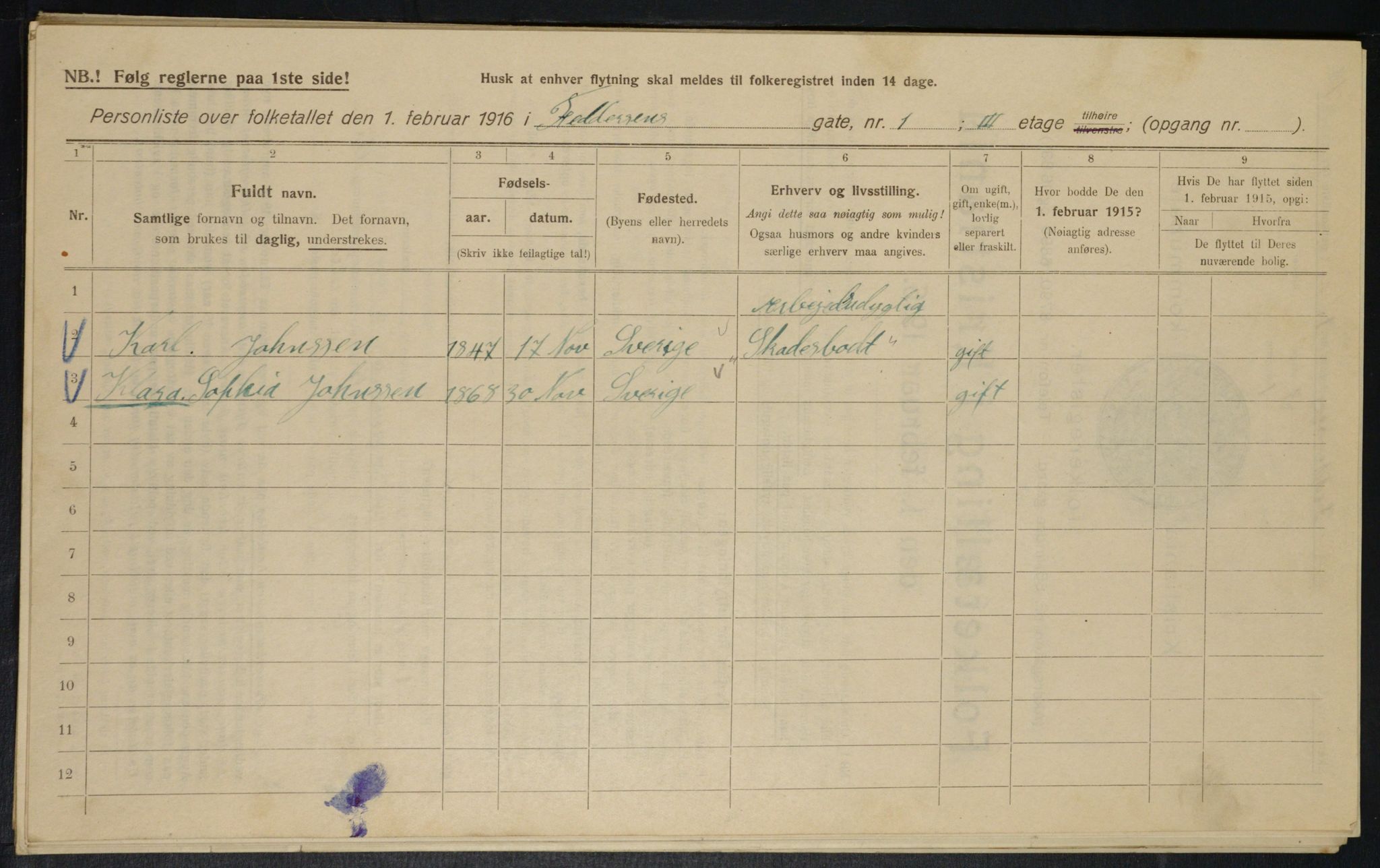 OBA, Municipal Census 1916 for Kristiania, 1916, p. 24362