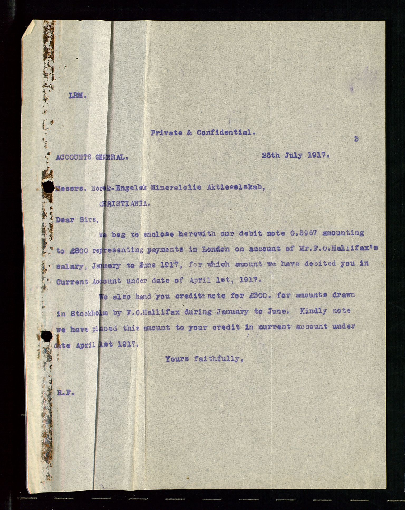 Pa 1521 - A/S Norske Shell, AV/SAST-A-101915/E/Ea/Eaa/L0001: Sjefskorrespondanse, 1917, p. 324