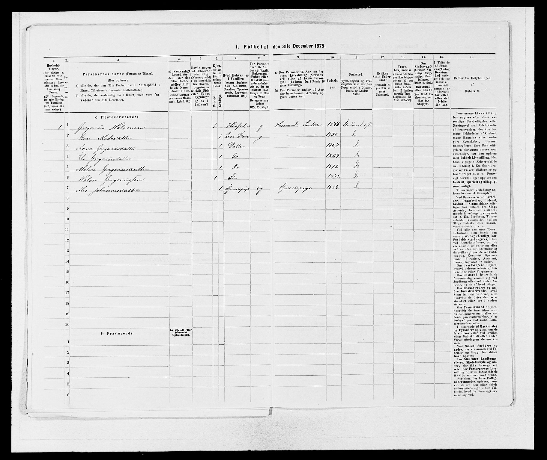 SAB, 1875 census for 1221P Stord, 1875, p. 534