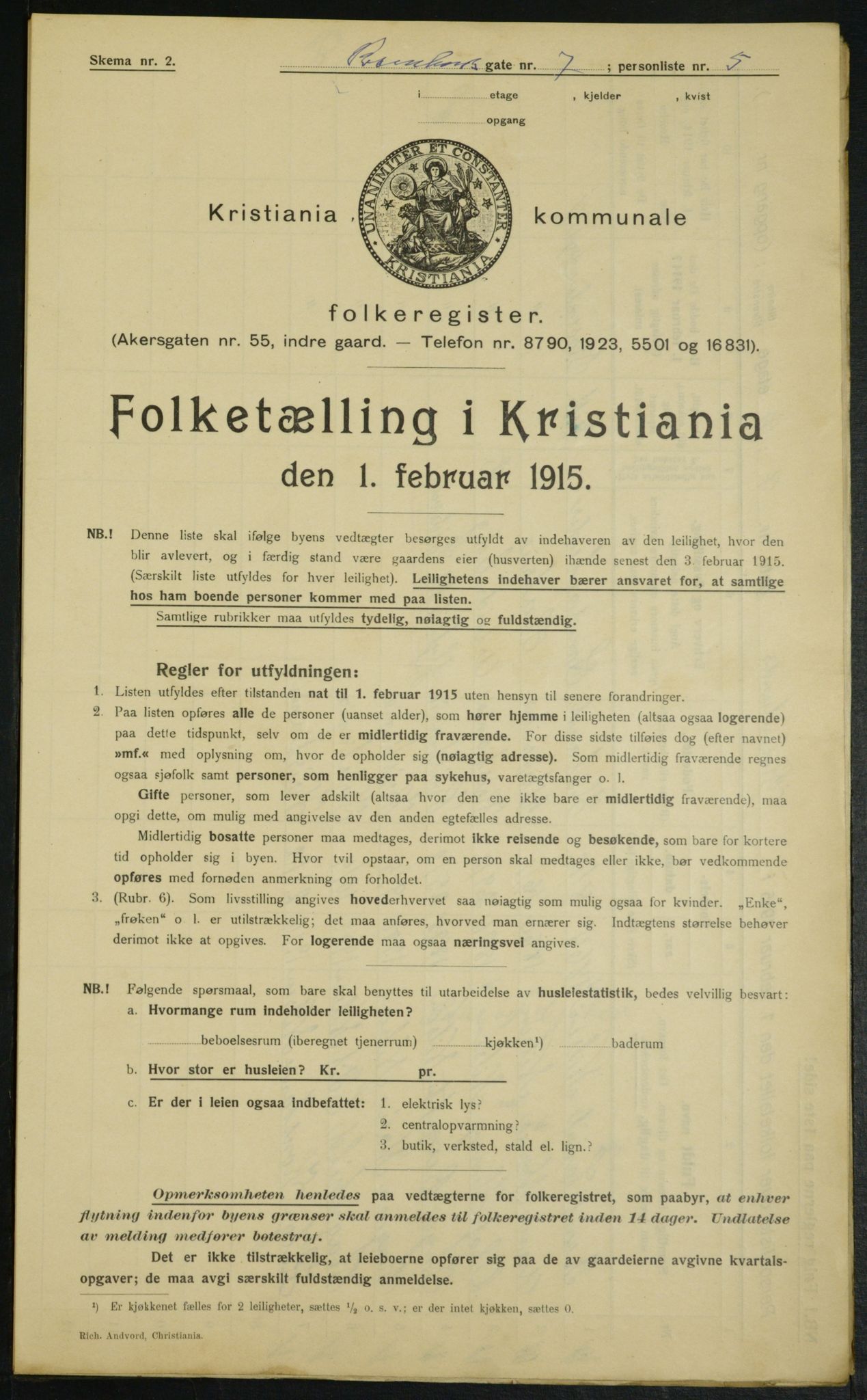 OBA, Municipal Census 1915 for Kristiania, 1915, p. 83715