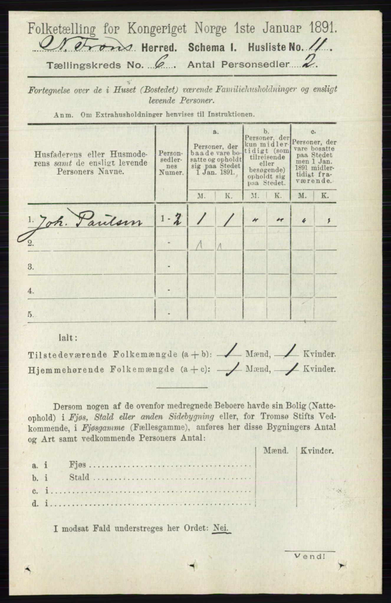 RA, 1891 census for 0518 Nord-Fron, 1891, p. 2176
