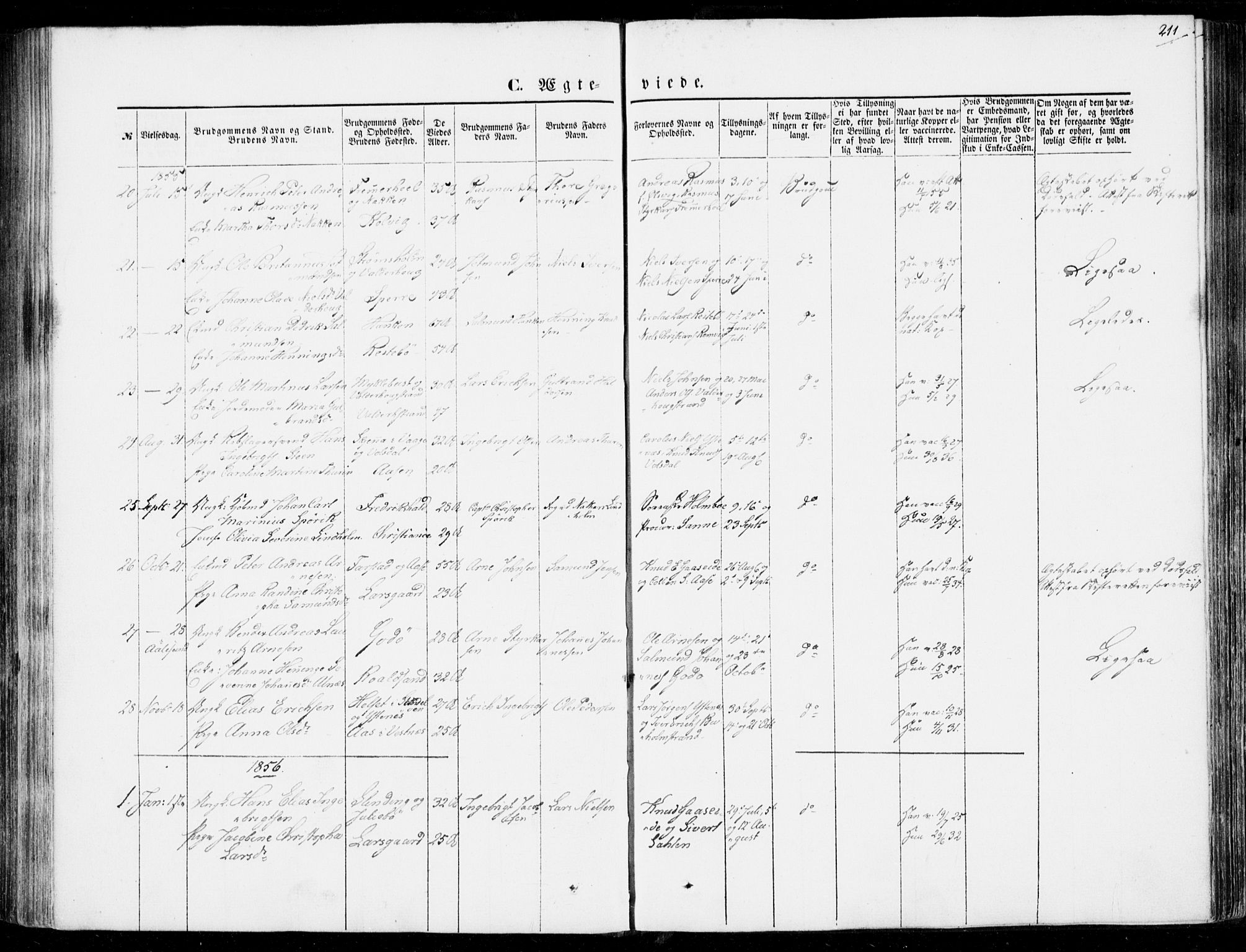 Ministerialprotokoller, klokkerbøker og fødselsregistre - Møre og Romsdal, AV/SAT-A-1454/528/L0397: Parish register (official) no. 528A08, 1848-1858, p. 211