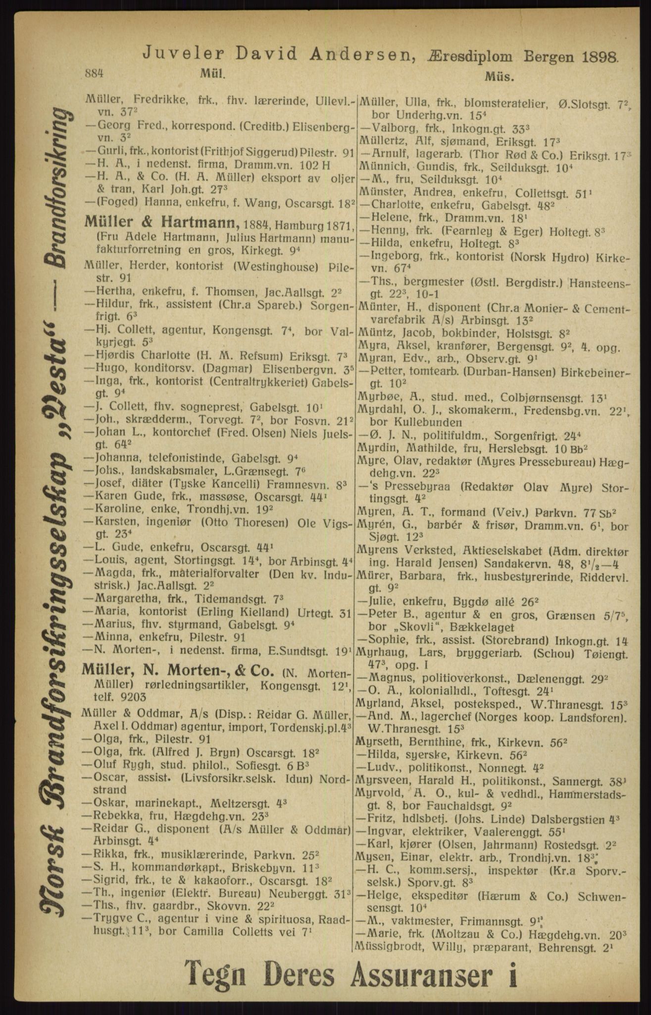 Kristiania/Oslo adressebok, PUBL/-, 1916, p. 884