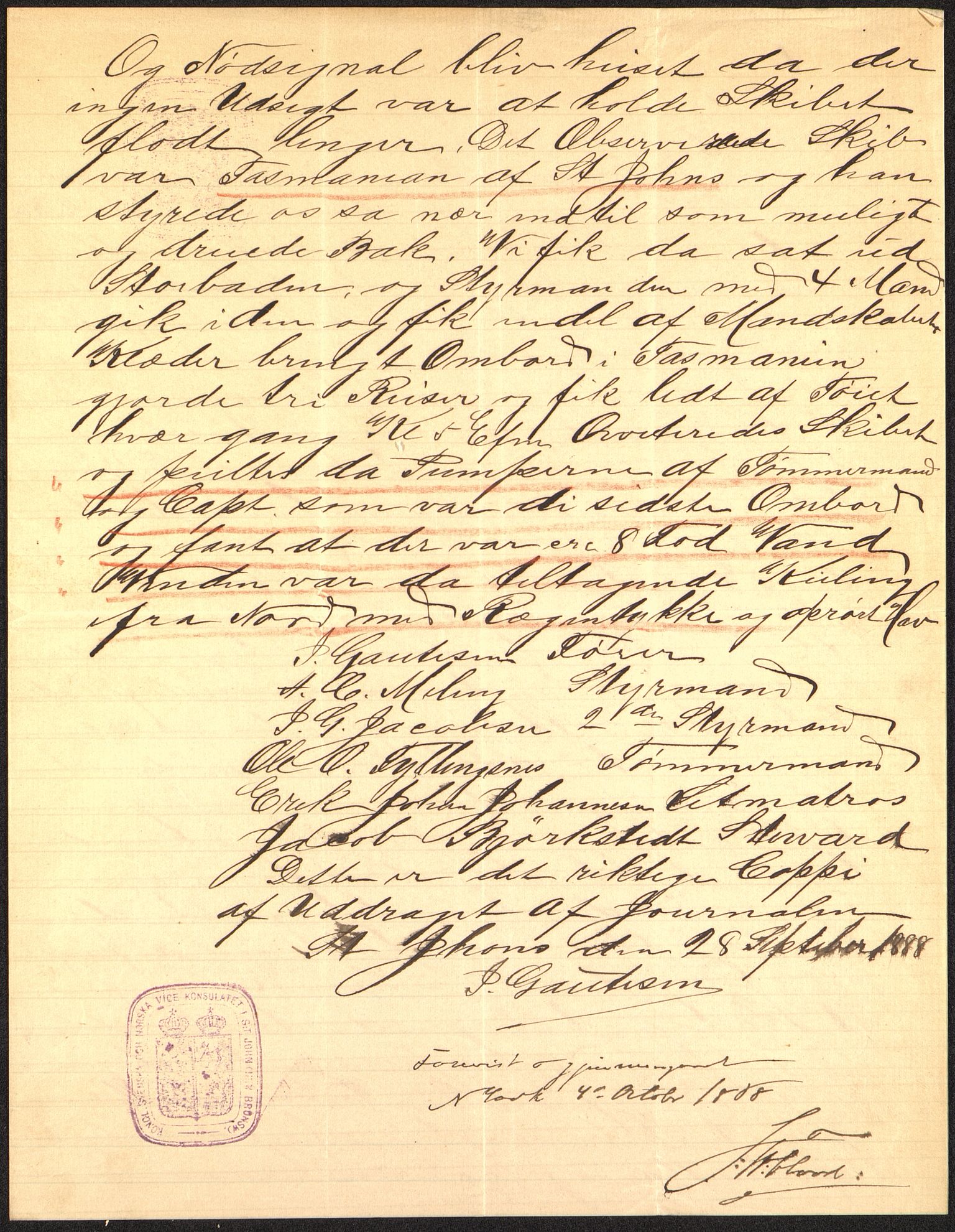 Pa 63 - Østlandske skibsassuranceforening, VEMU/A-1079/G/Ga/L0023/0001: Havaridokumenter / Carl Johan, Titania, Norrøna, Thor, Try, Louise, 1888, p. 7