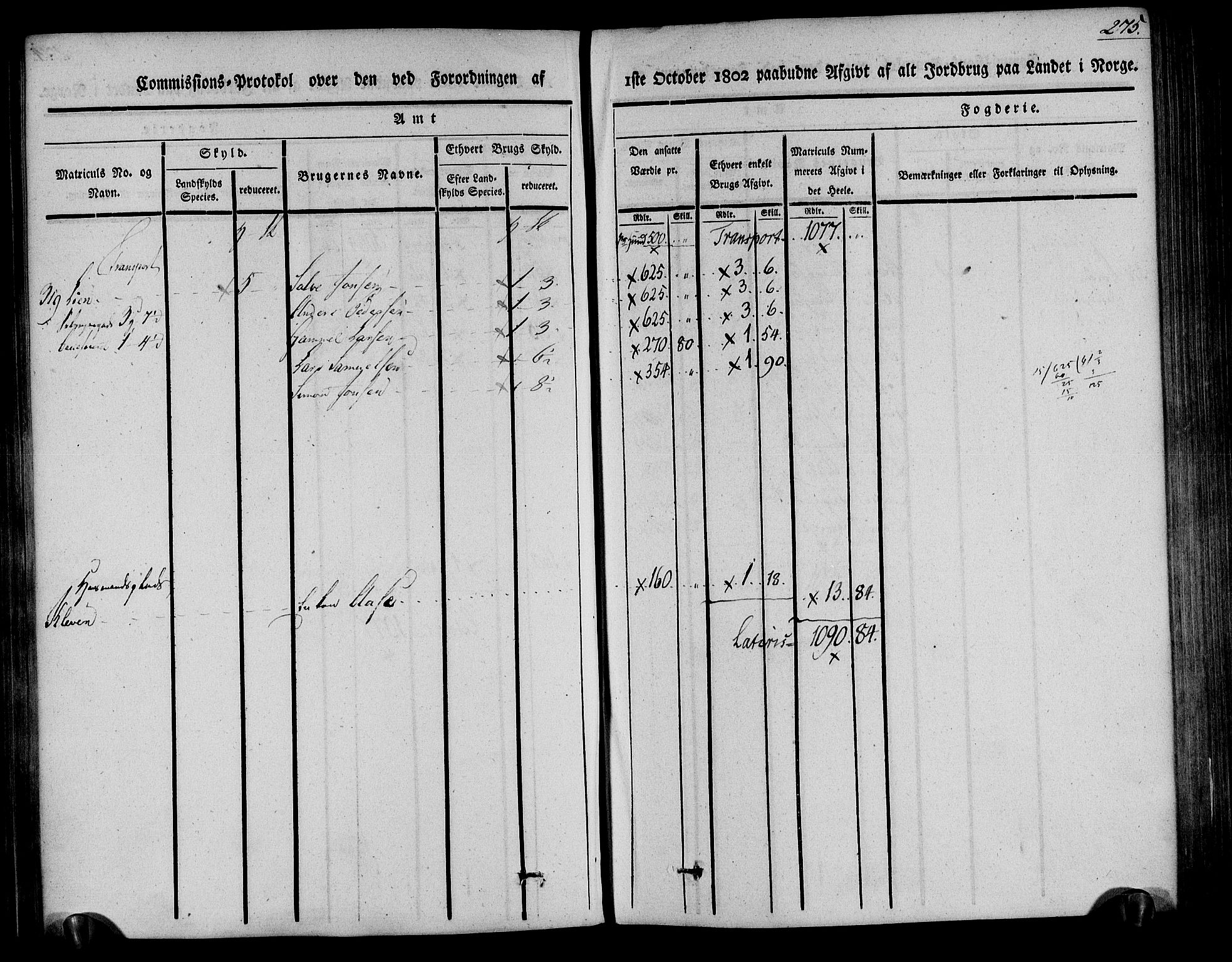 Rentekammeret inntil 1814, Realistisk ordnet avdeling, AV/RA-EA-4070/N/Ne/Nea/L0078: Nedenes fogderi. Kommisjonsprotokoll "Nr. 1", for Sand og Bringsvær skipreider, 1803, p. 275