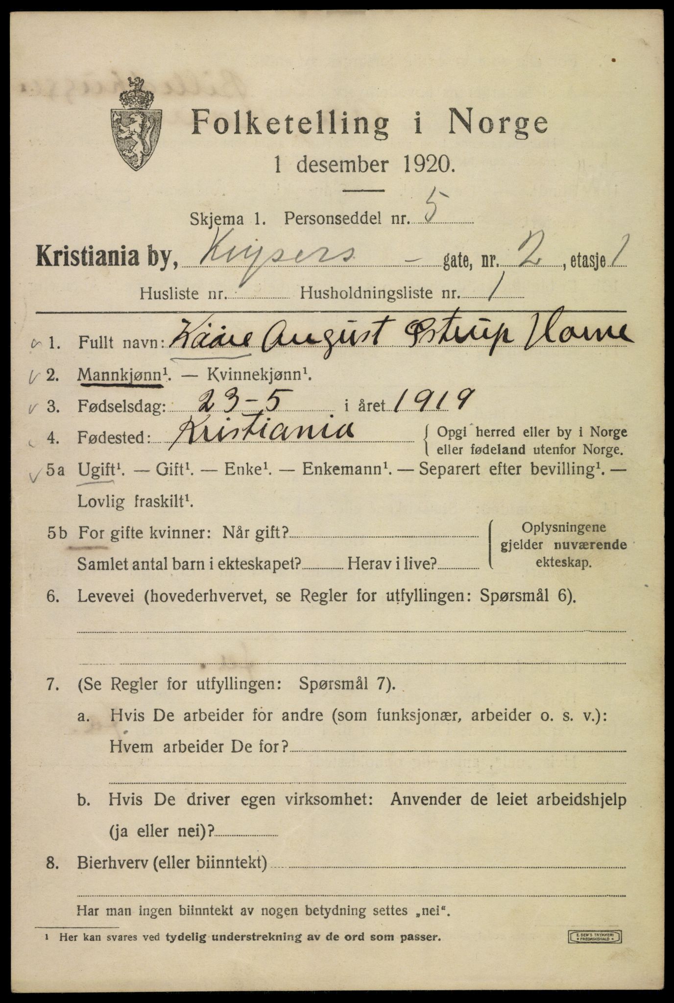 SAO, 1920 census for Kristiania, 1920, p. 331529