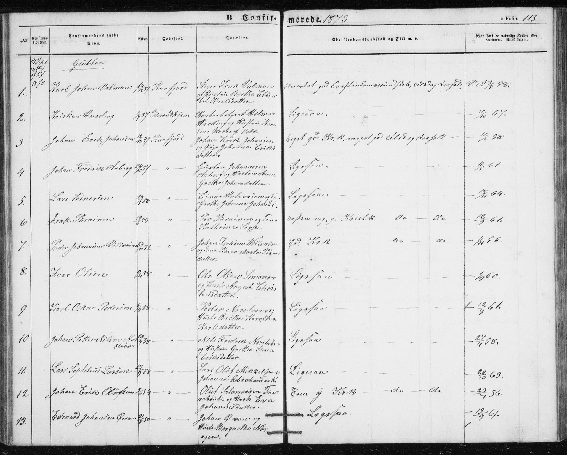 Alta sokneprestkontor, SATØ/S-1338/H/Hb/L0002.klokk: Parish register (copy) no. 2, 1856-1880, p. 113